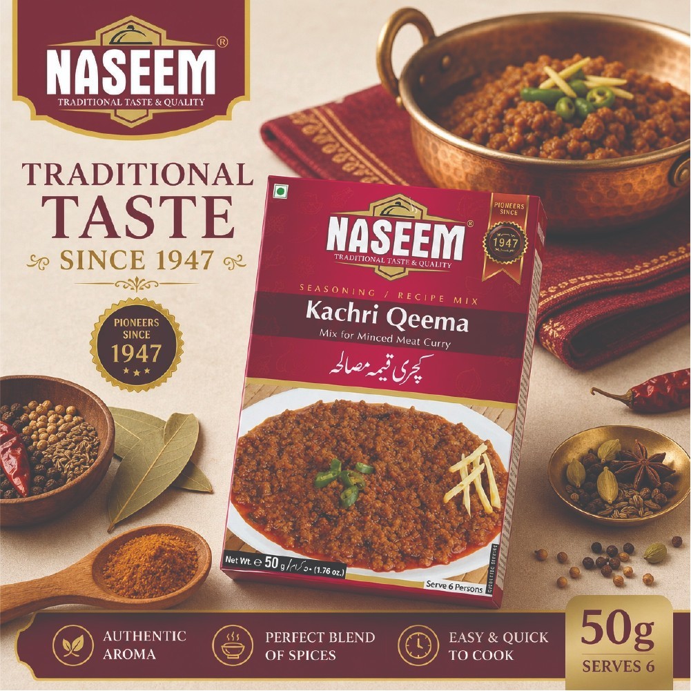 Pack of 12 Naseem Kachri Qeema Recipe Masala 50g Mince Curry Spice Blend
