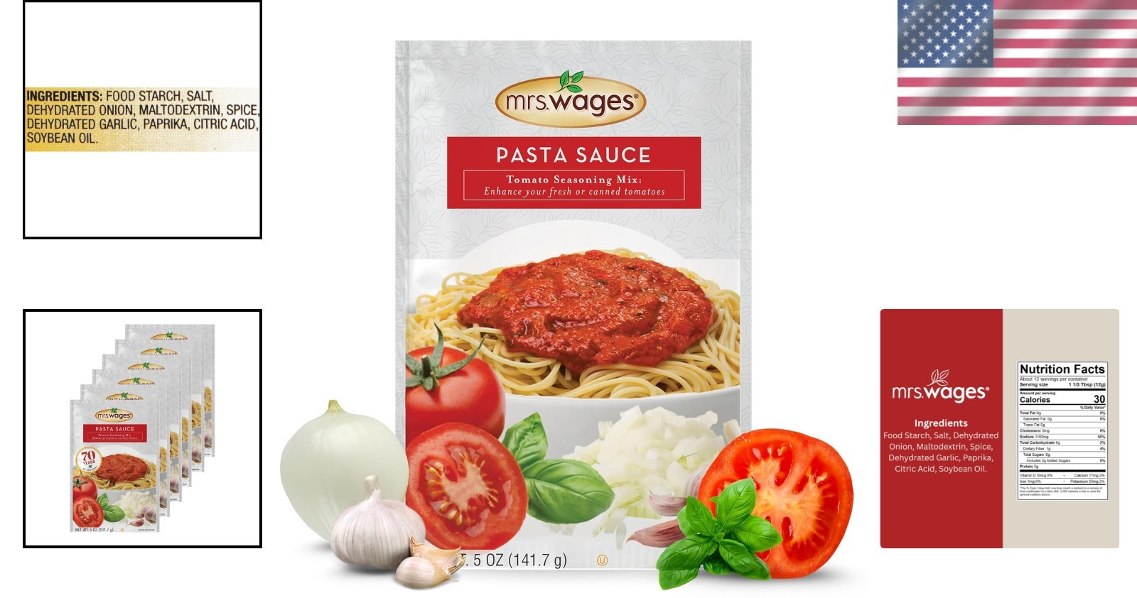 Quick & Flavorful 6-Pack Pasta Sauce Canning Mix, Kosher & No Artificial Colors