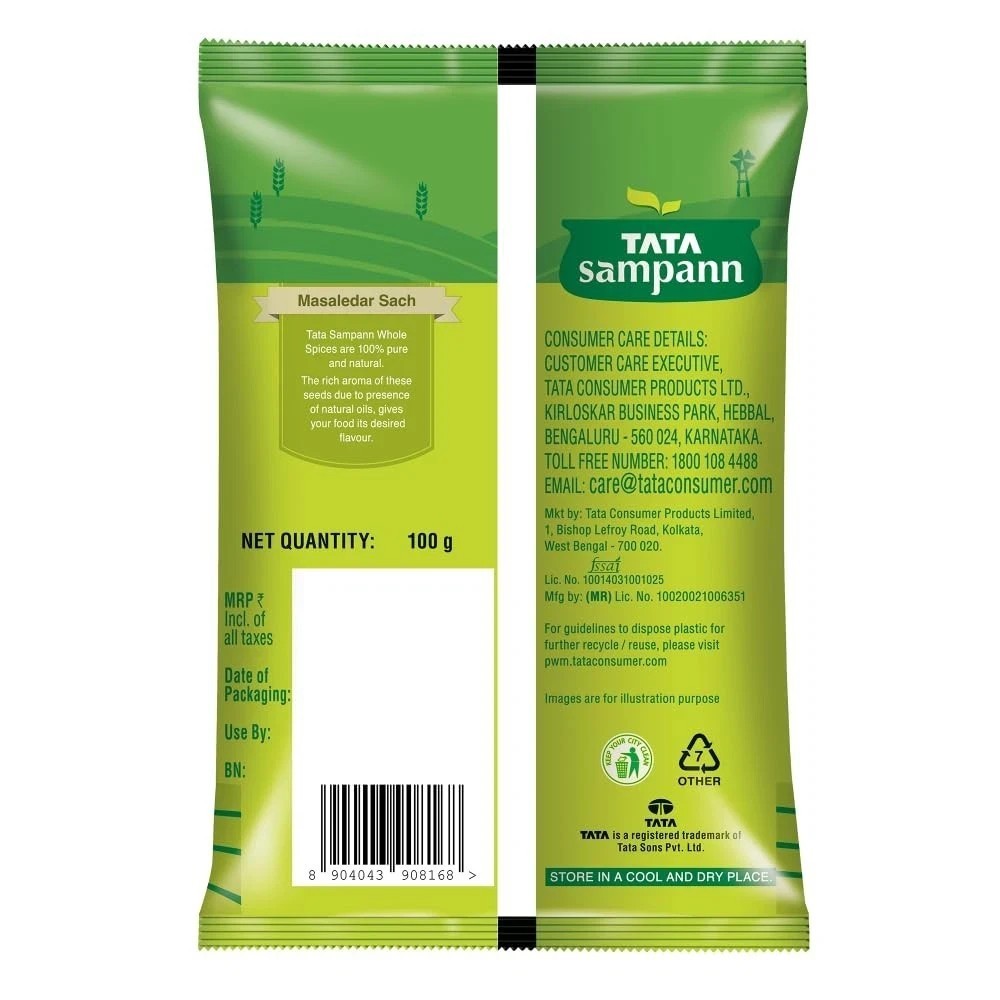 Tata Sampann Cumin Seed (Jeera), Whole Spices, Natural Oils*, Rich Aroma, 100g