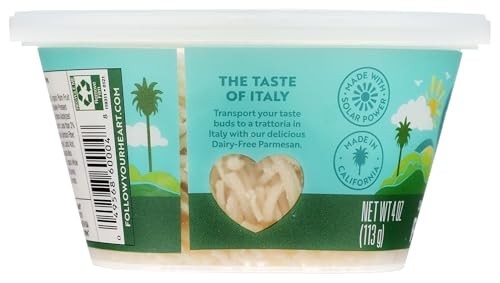 Vegan Parmesan Cheese Shredded Gluten Free Lactose Free 4 Ounce Tub Non GMO