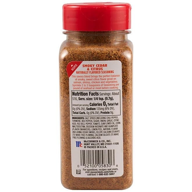 McCormick Smoky Cedar & Citrus Seasoning for Salmon, Shrimp, Chicken, 12.75 Oz.