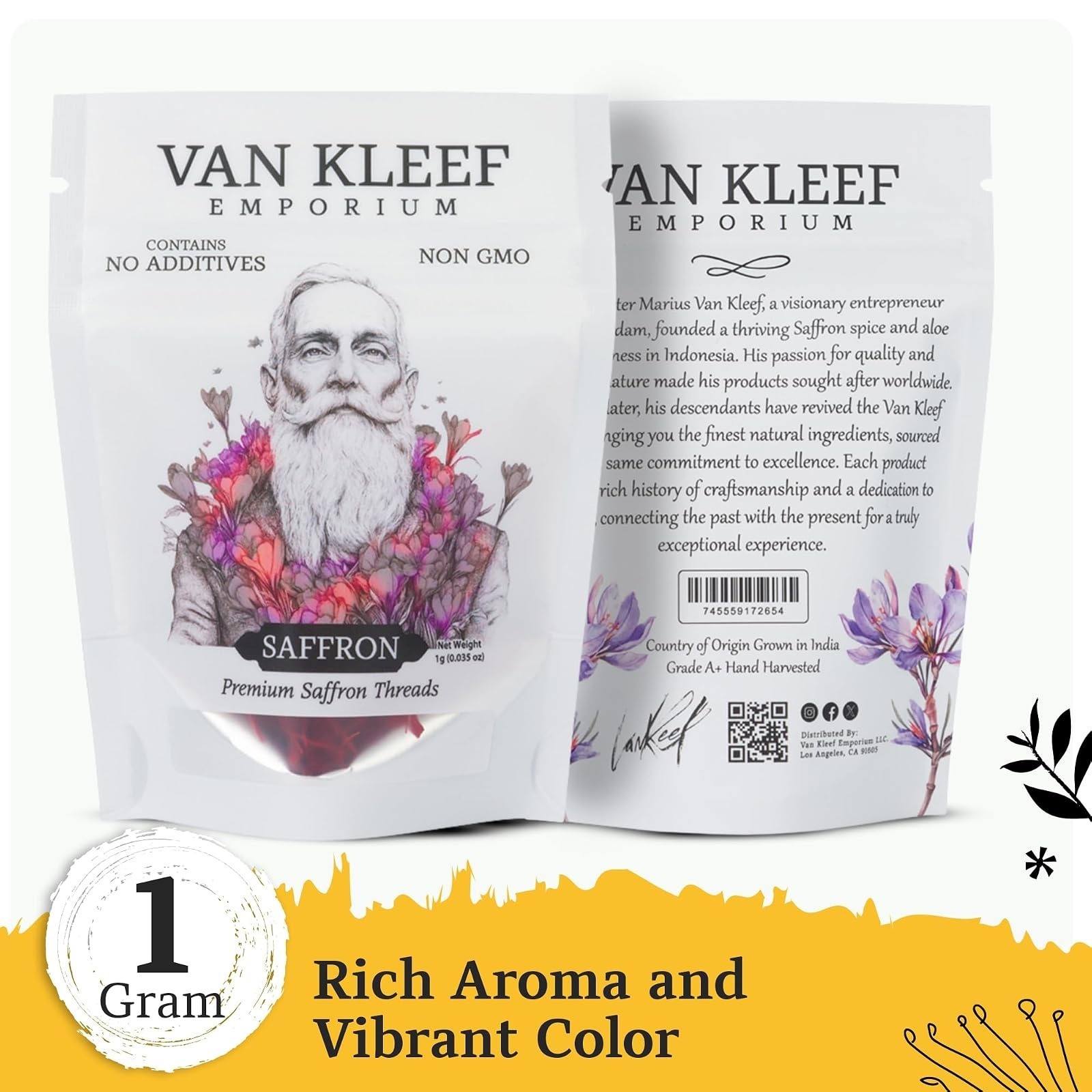 Van Kleef Emporium Kashmiri Saffron Threads – 1 Gram Organic Spice