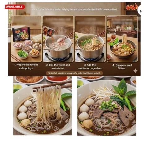 Mama Instant Rice Noodles Boat Noodle Spicy Sauce and YenTaFo Noodle Rich Flavor