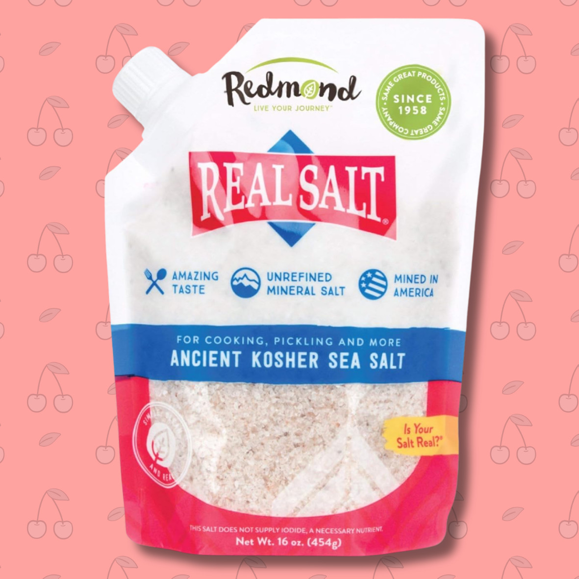 Real Sea Salt Natural Unrefined Gluten Free Fine, 16 Ounce Pouch 1 Pack