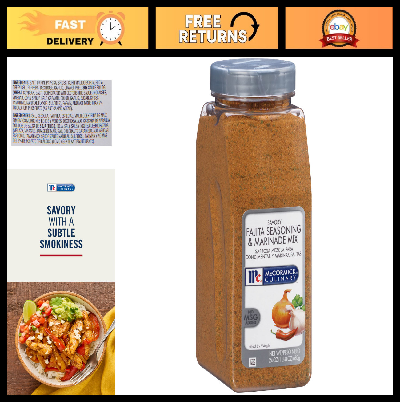Savory Fajita Seasoning & Marinade Mix 24 oz – Perfect for Mexican Dishes, Meats