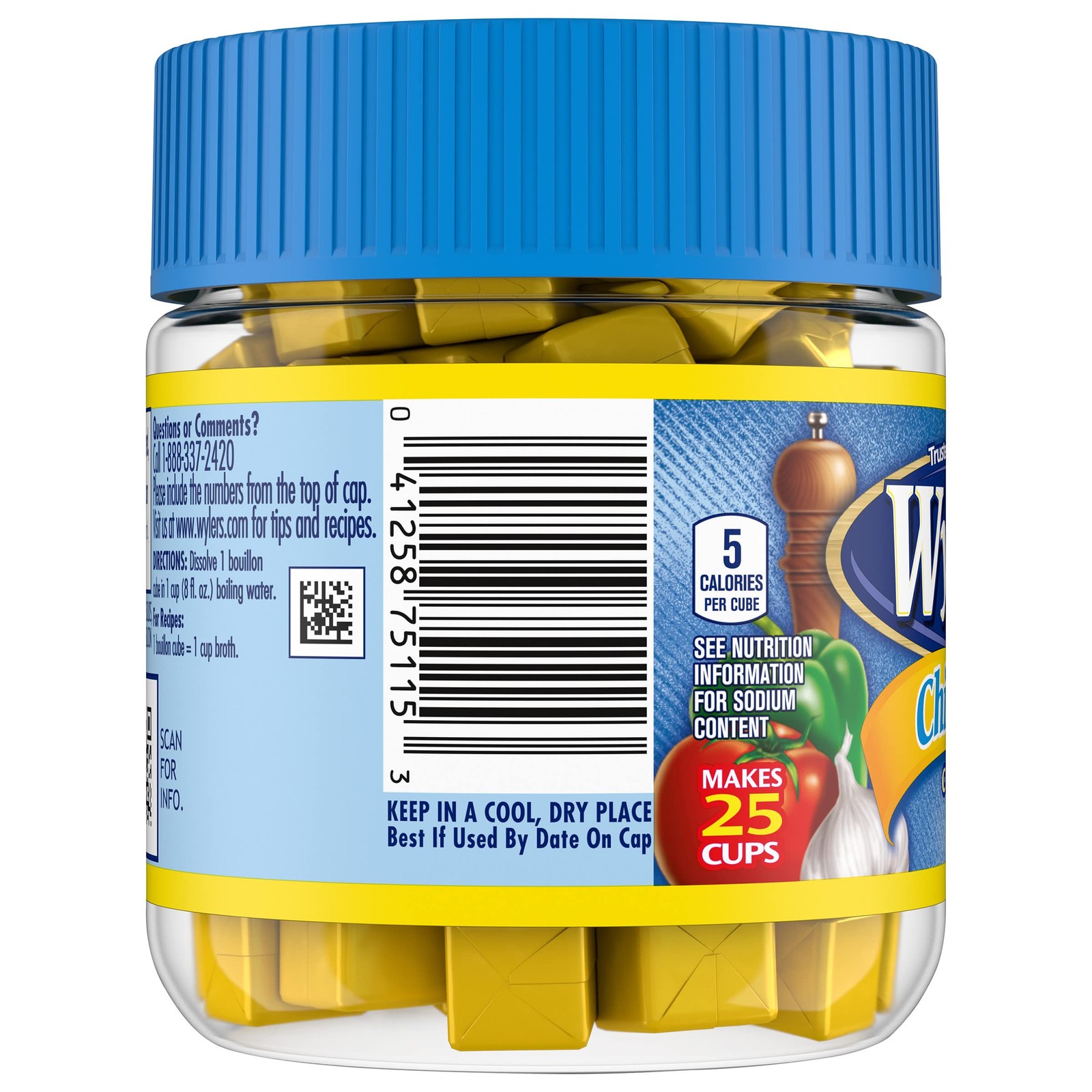 Wylers Instant Bouillon, Chicken Cubes, 3.25 Ounce Pack of 8