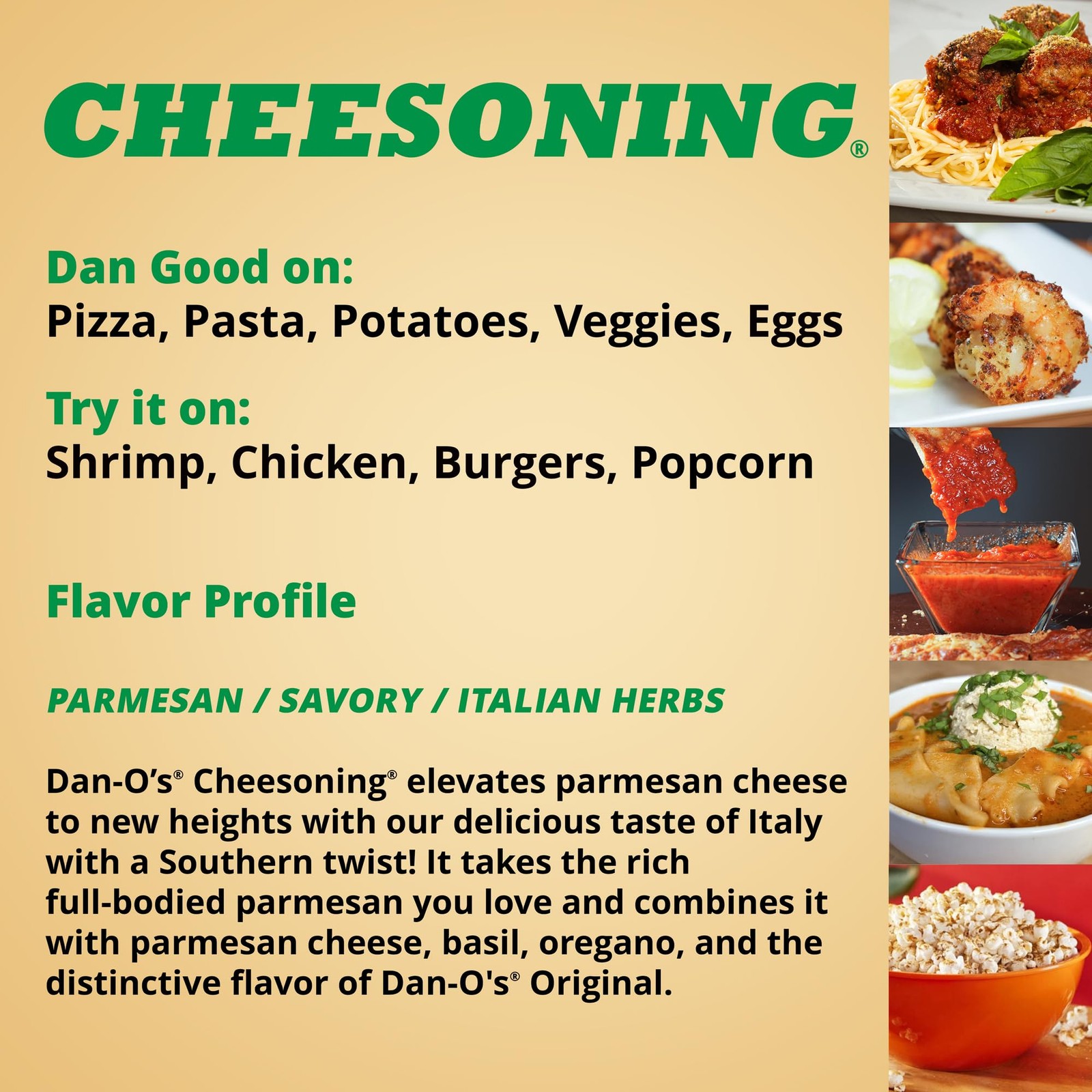 Dan O’s Cheesoning Seasoning 2.6oz Cheesy Italian Spice for Popcorn Pasta Veg…