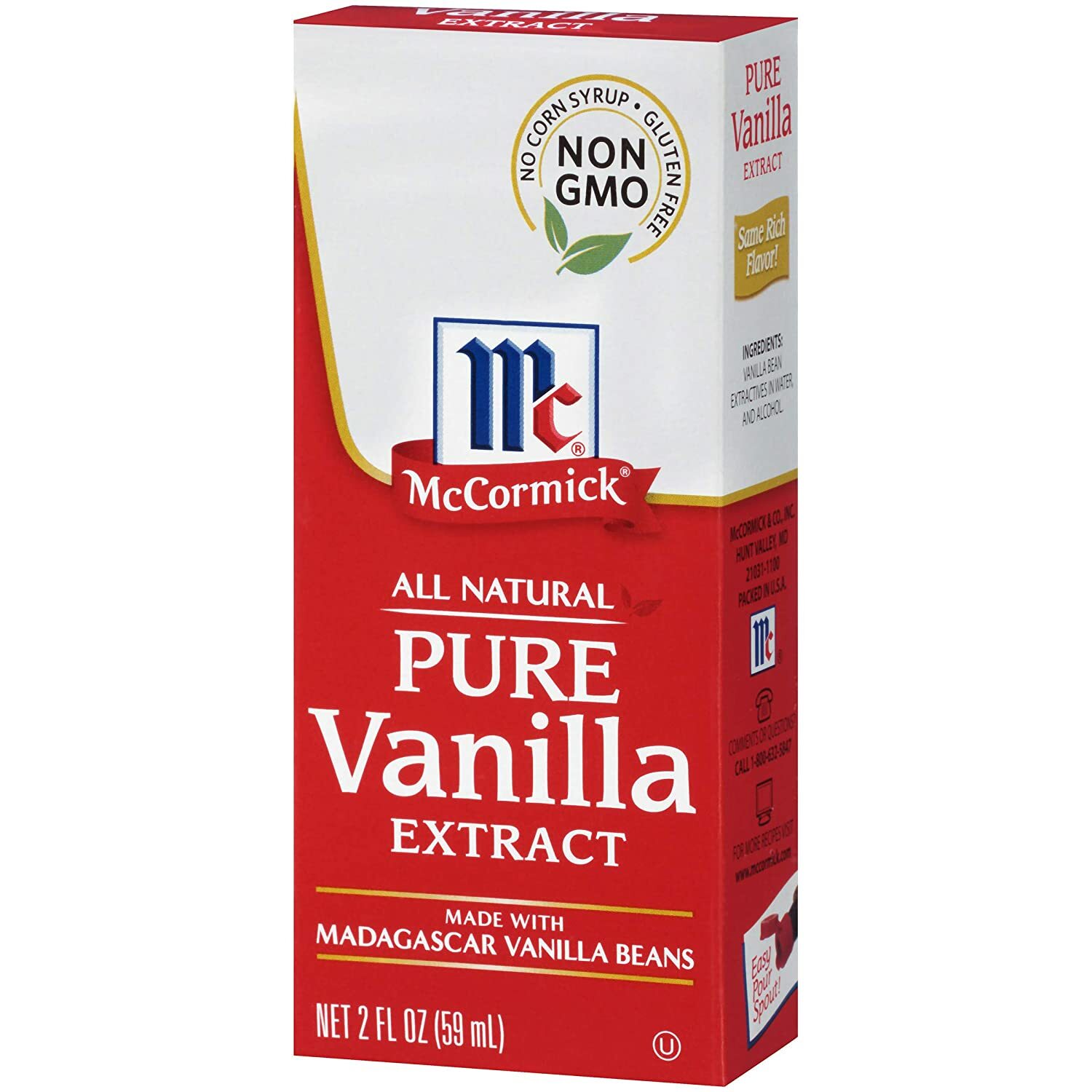 New McCormick All Natural Pure Vanilla Extract, 2 Oz Bottle