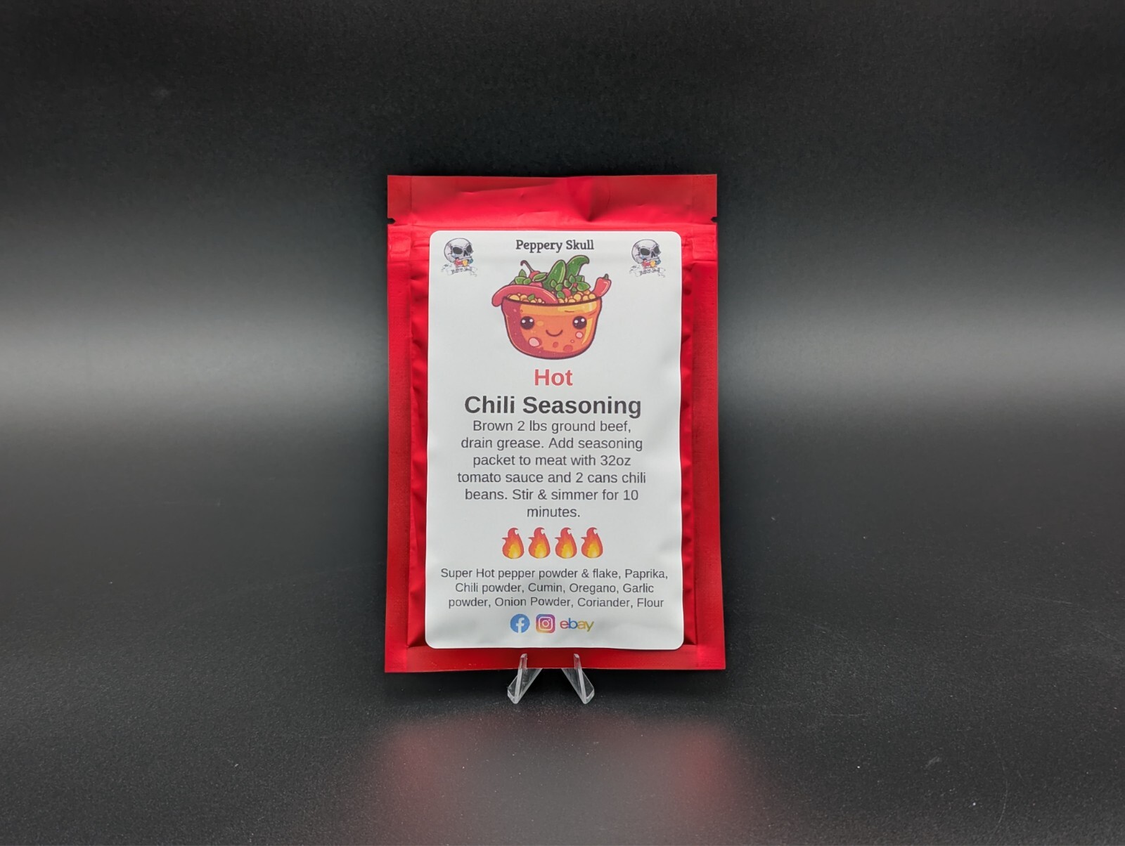 Reaper Ghost Scorpion Hot Chili Seasoning Packet Peppery Skull for 2lbs of Meat