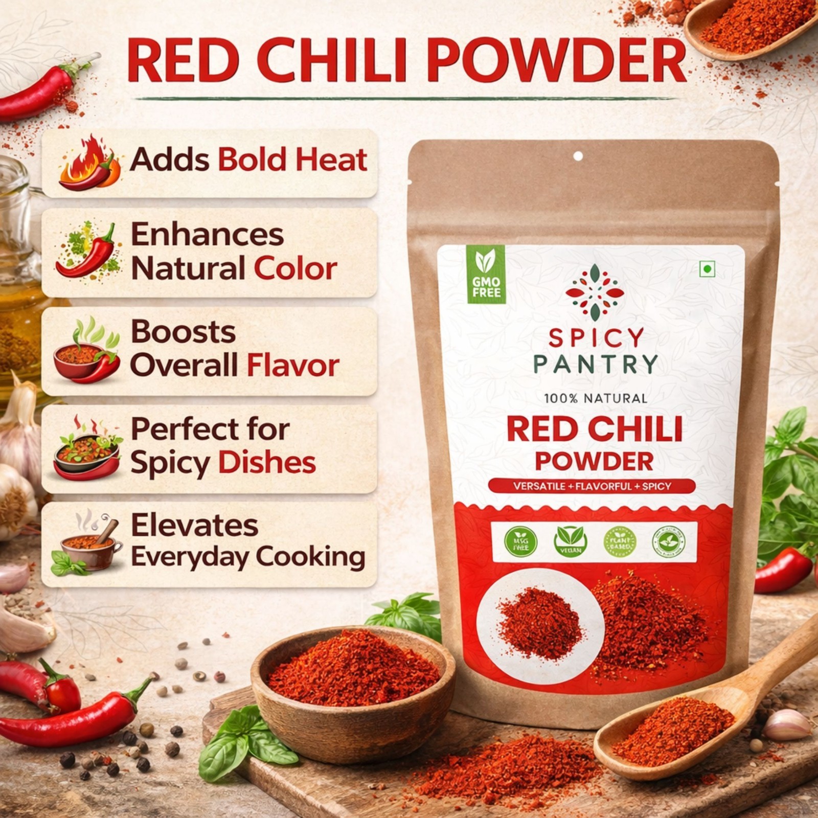 Red Chili Powder-100% Pure & Natural Ground Spice-Premium Quality Hot Season-4oz