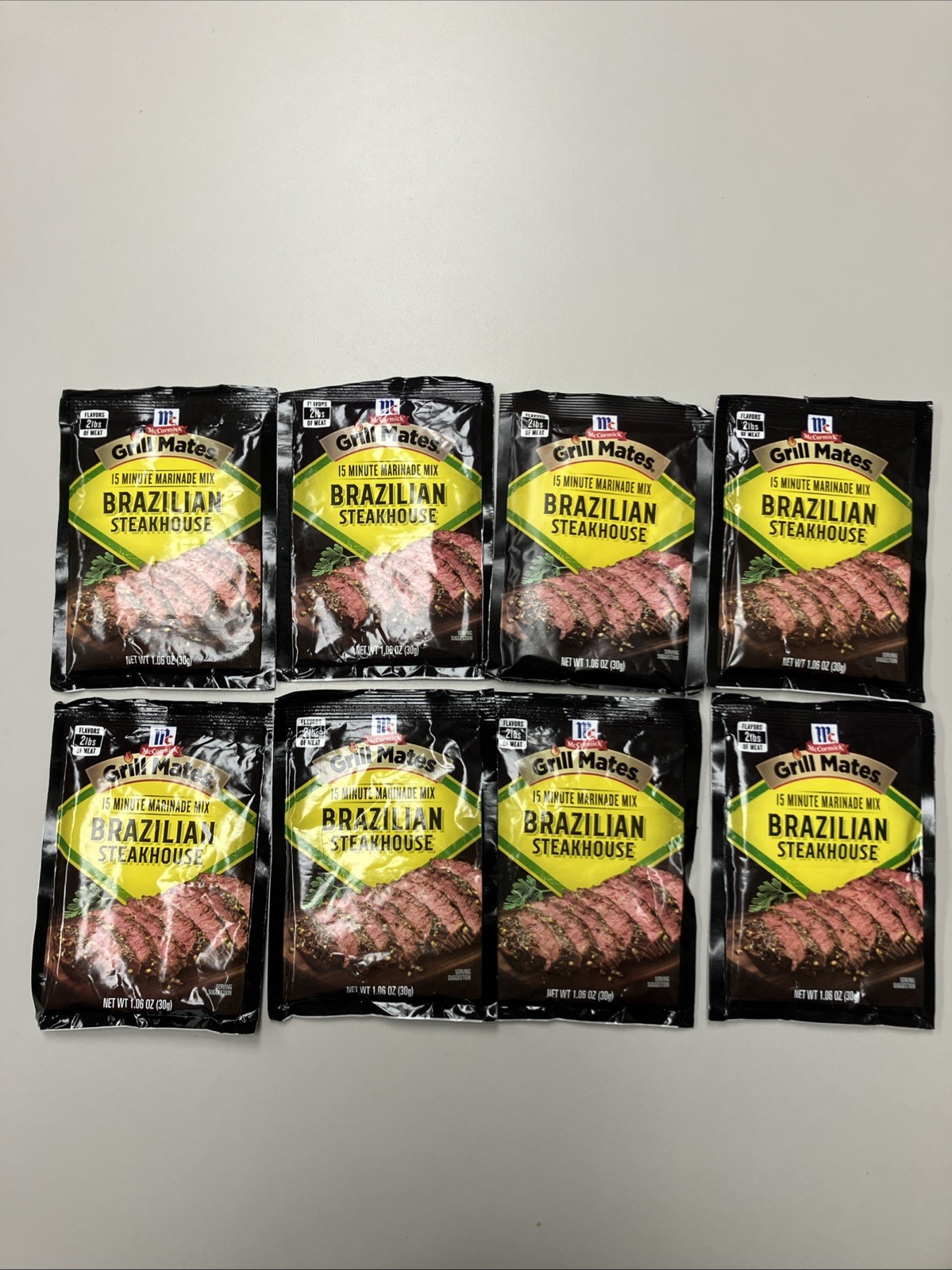 Lot of 8 McCormick Grill Mates Marinade Mix Brazilian Steakhouse 1.06 oz each