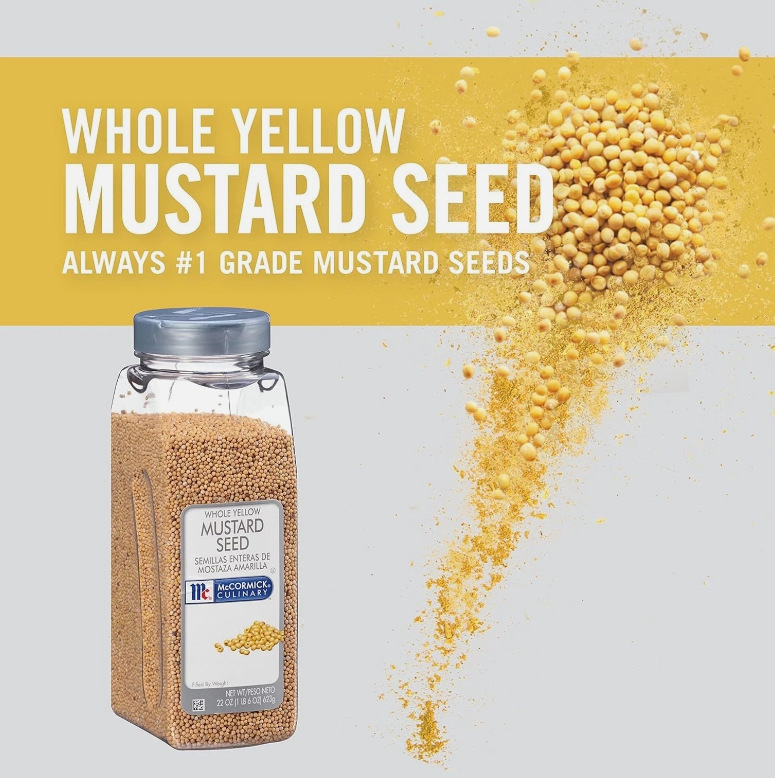 McCormick Culinary Whole Yellow Mustard Seed 22 oz New Sealed Exp 06/23/2027
