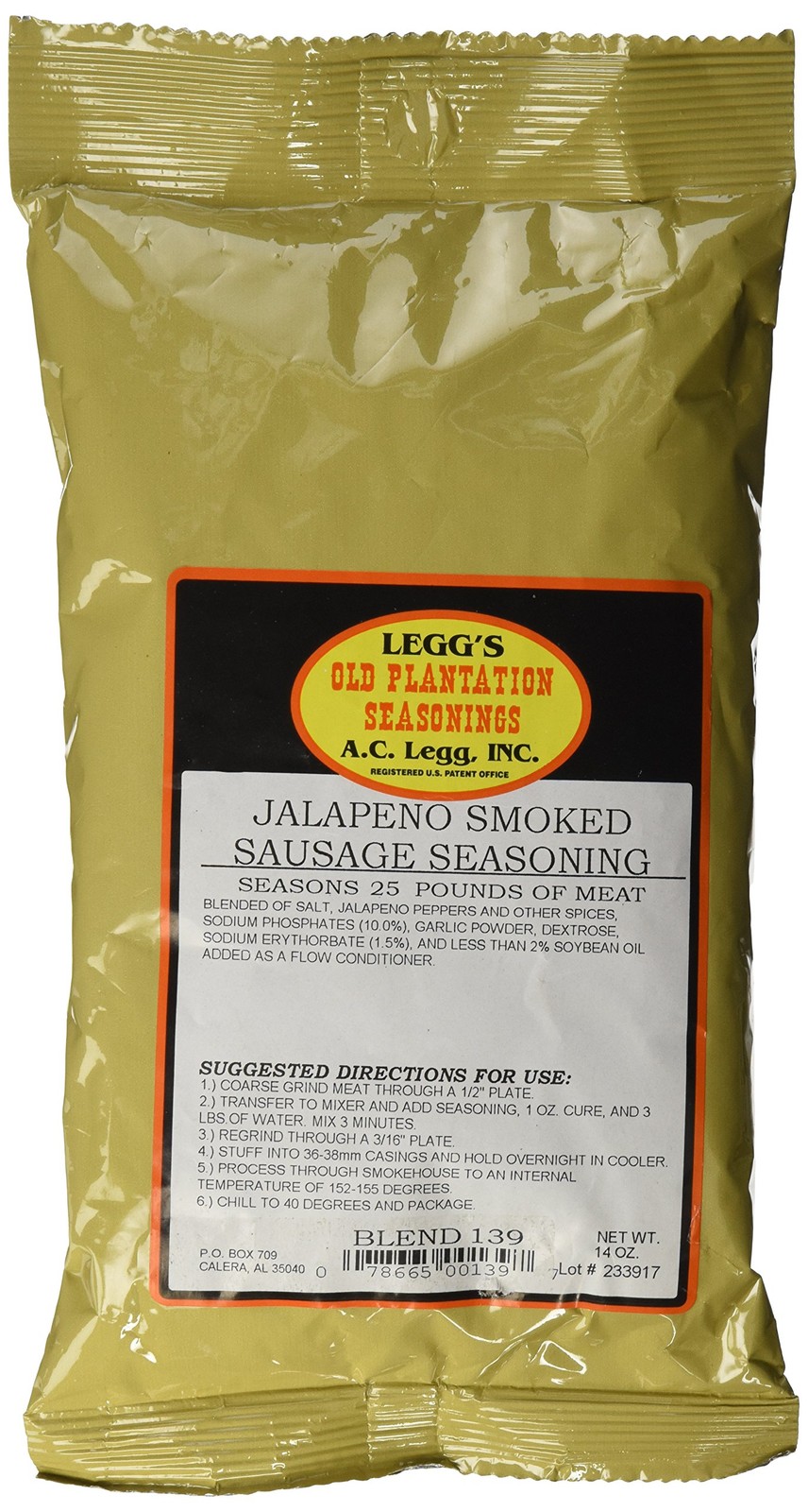 A.. Legg Jalapeno Smoked Sausage Seasoning, 14 Ounce – with