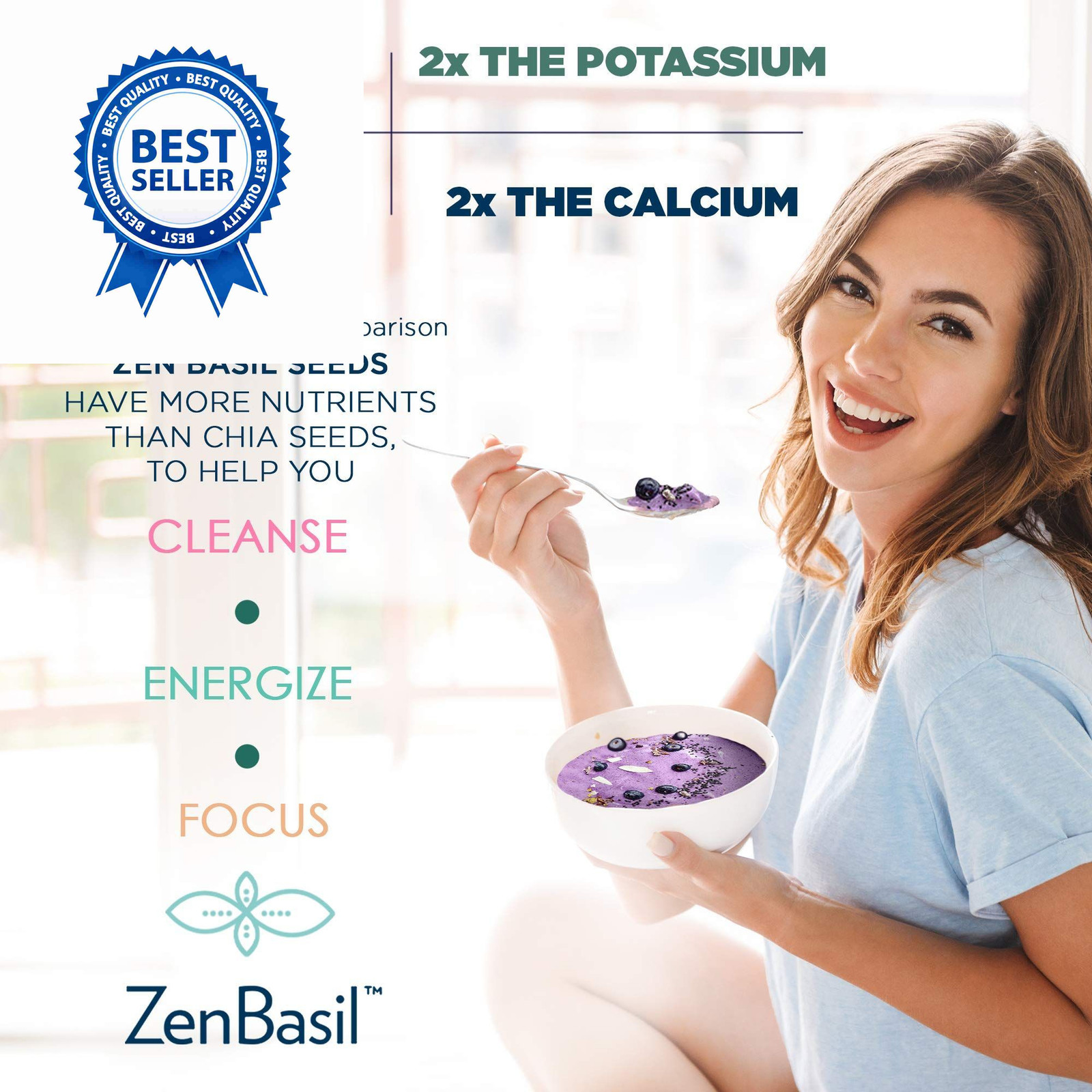 Zen Basil Seeds | edible basil seeds, kosher, non-gmo, 14 Ounce (Pack of 1)