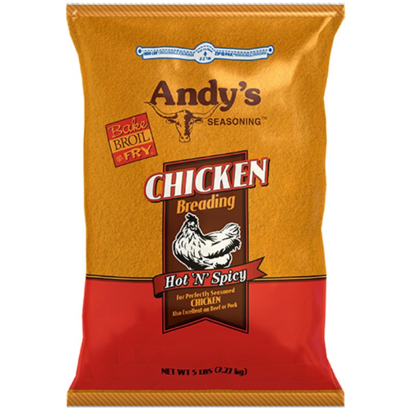 6x Andy’s Hot N Spicy Chicken Breading Seasoning Spice Fry Mix Cooking Lot 5LB