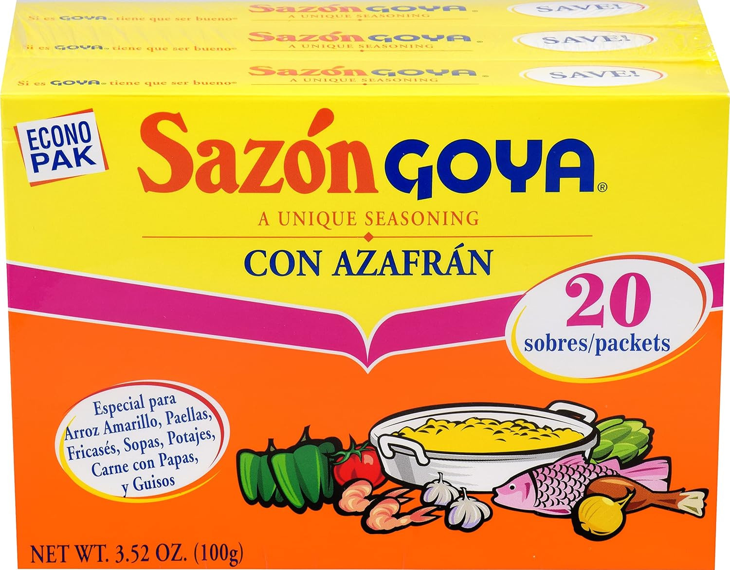 Sazón Seasoning with Azafran 3.52 Ounce (Pack of 3)