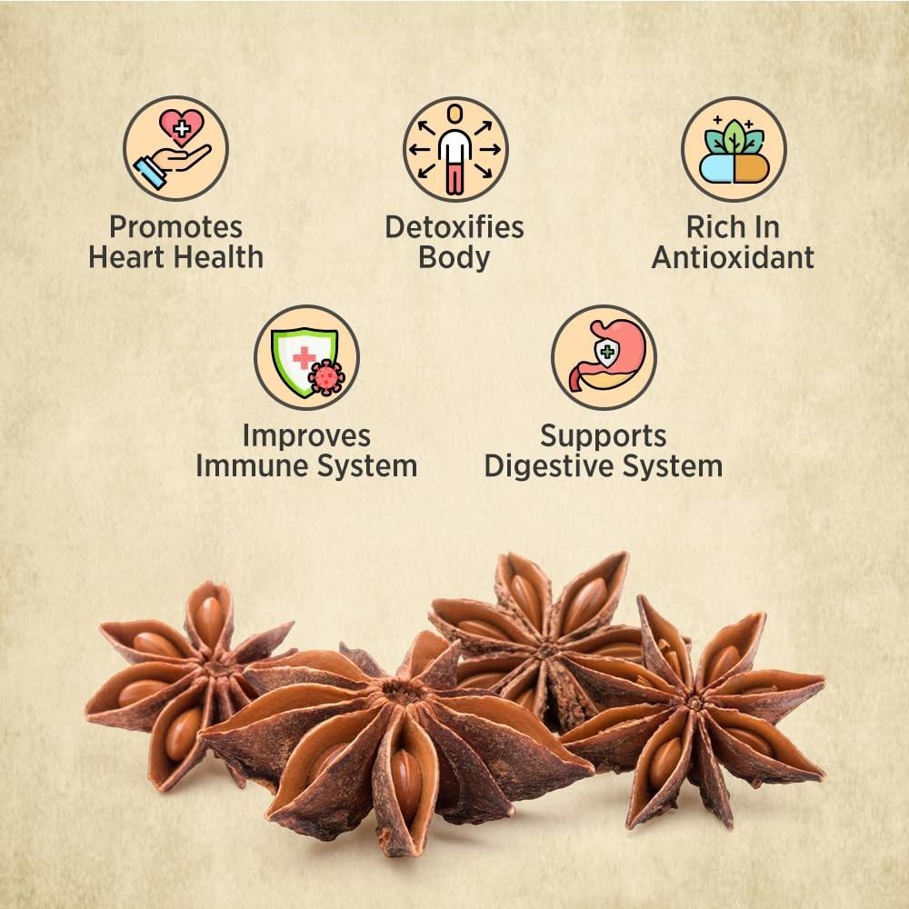 Star Anise (Chakra Phool) Whole Spice | 100% Natural, Aromatic Spice for kitchen
