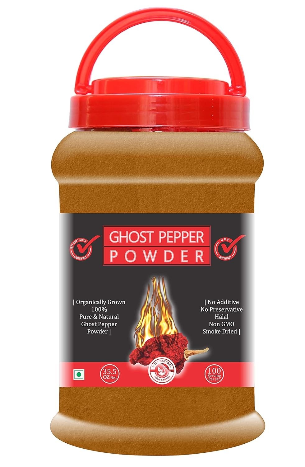 100% Pure Ghost Chili Pepper Powder – 35.5 Oz Smoked Bhut Jolokia – No Additives