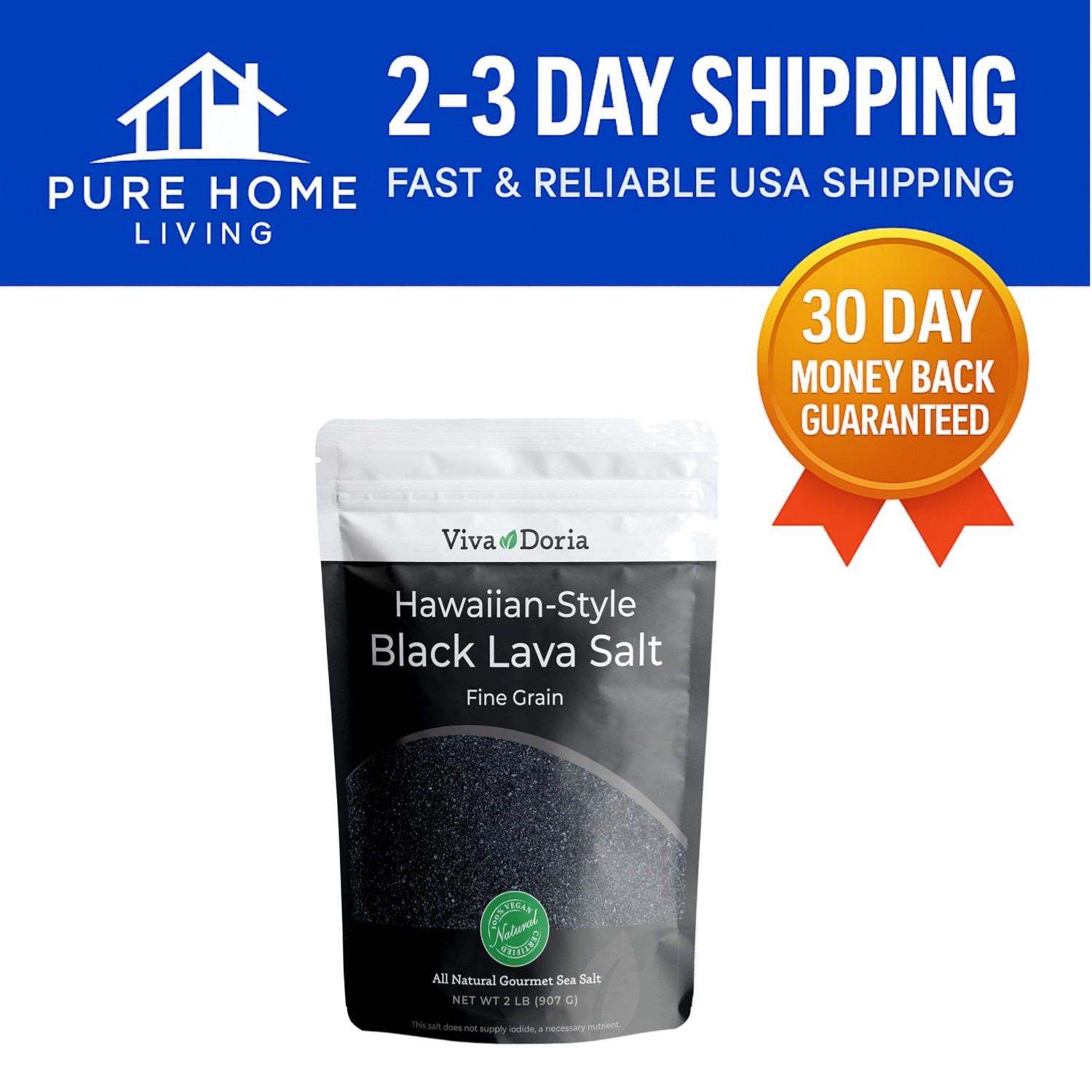 Hawaiian Black Lava Sea Salt, 32 oz Fine Grain – Elevate Your Culinary Creations