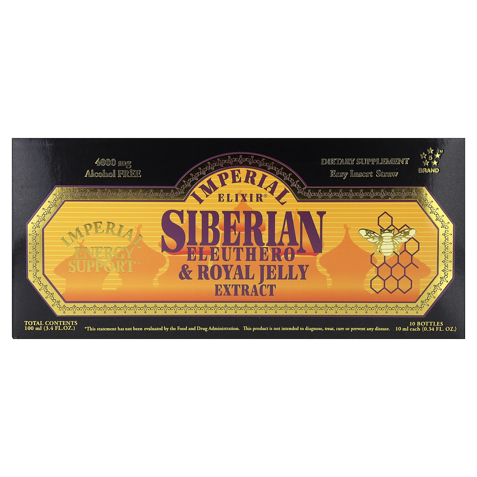 Siberian Eleuthero & Royal Jelly Extract, Alcohol Free, 10 Bottles, 0.34 fl oz