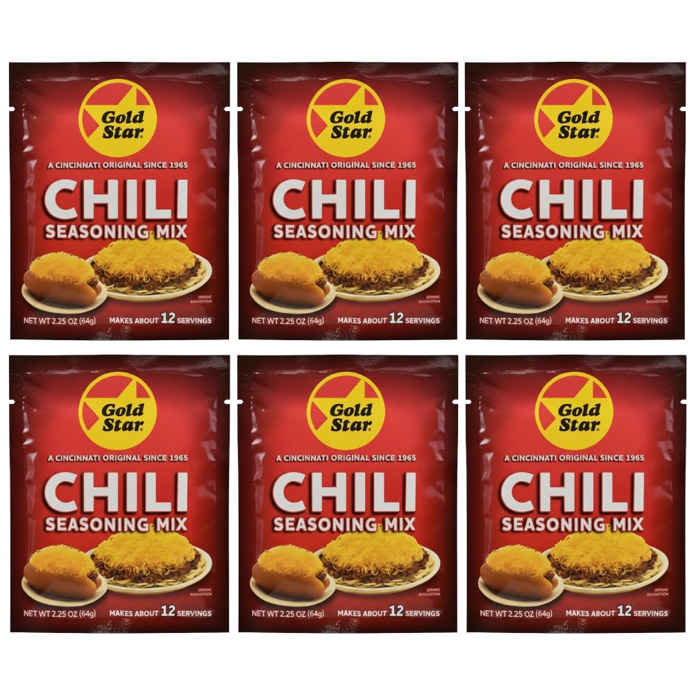 Gold Star Cincinnati Chili Seasoning Packets | Authentic Original Chili Mix | 6
