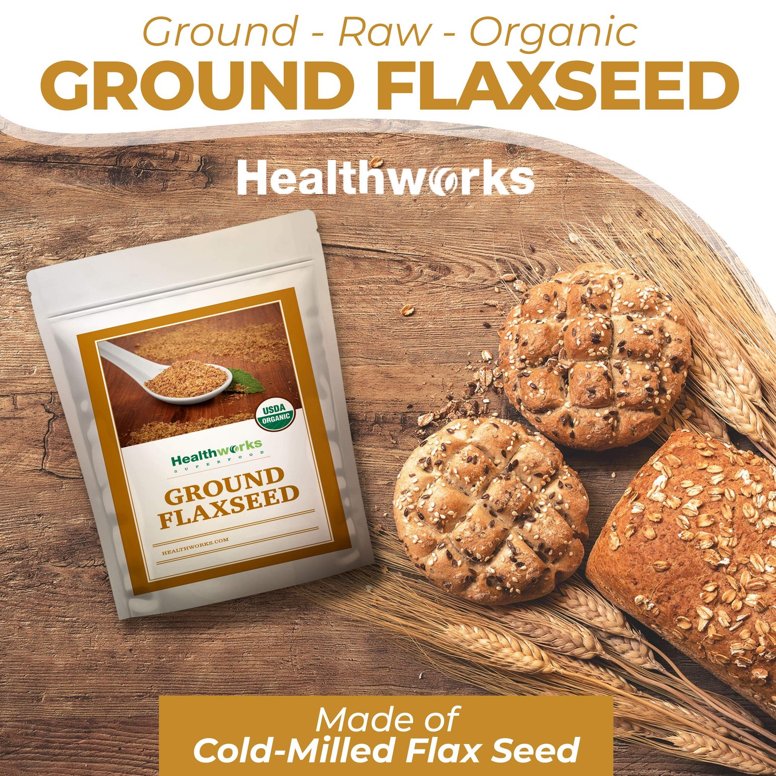 Organic Ground Flaxseed Powder 3 Lbs Cold Milled Raw Meal Omega 3 Fiber
