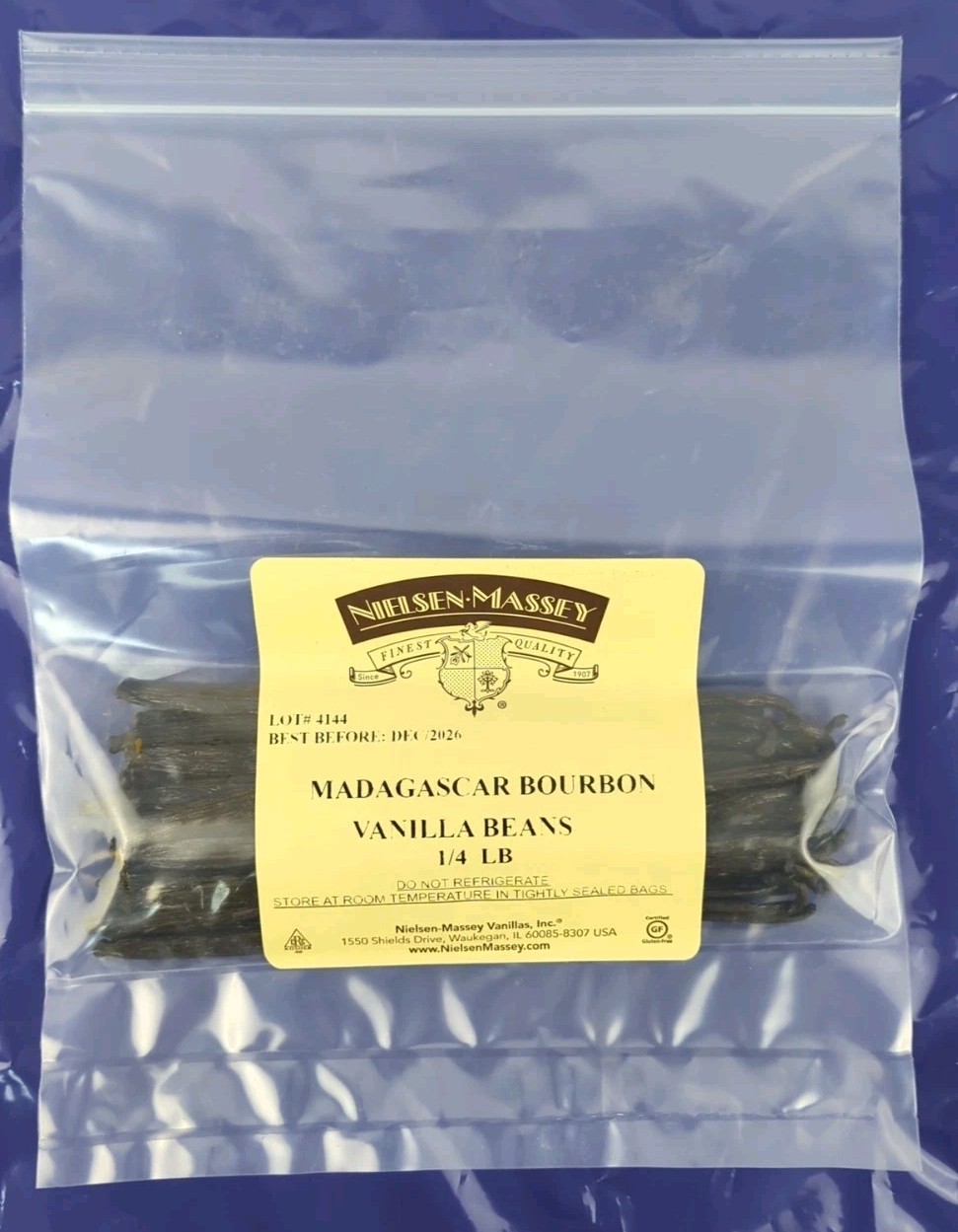 Nielsen-Massey Madagascar Bourbon Vanilla Beans 1/4Lb Bag for Paste or Extract