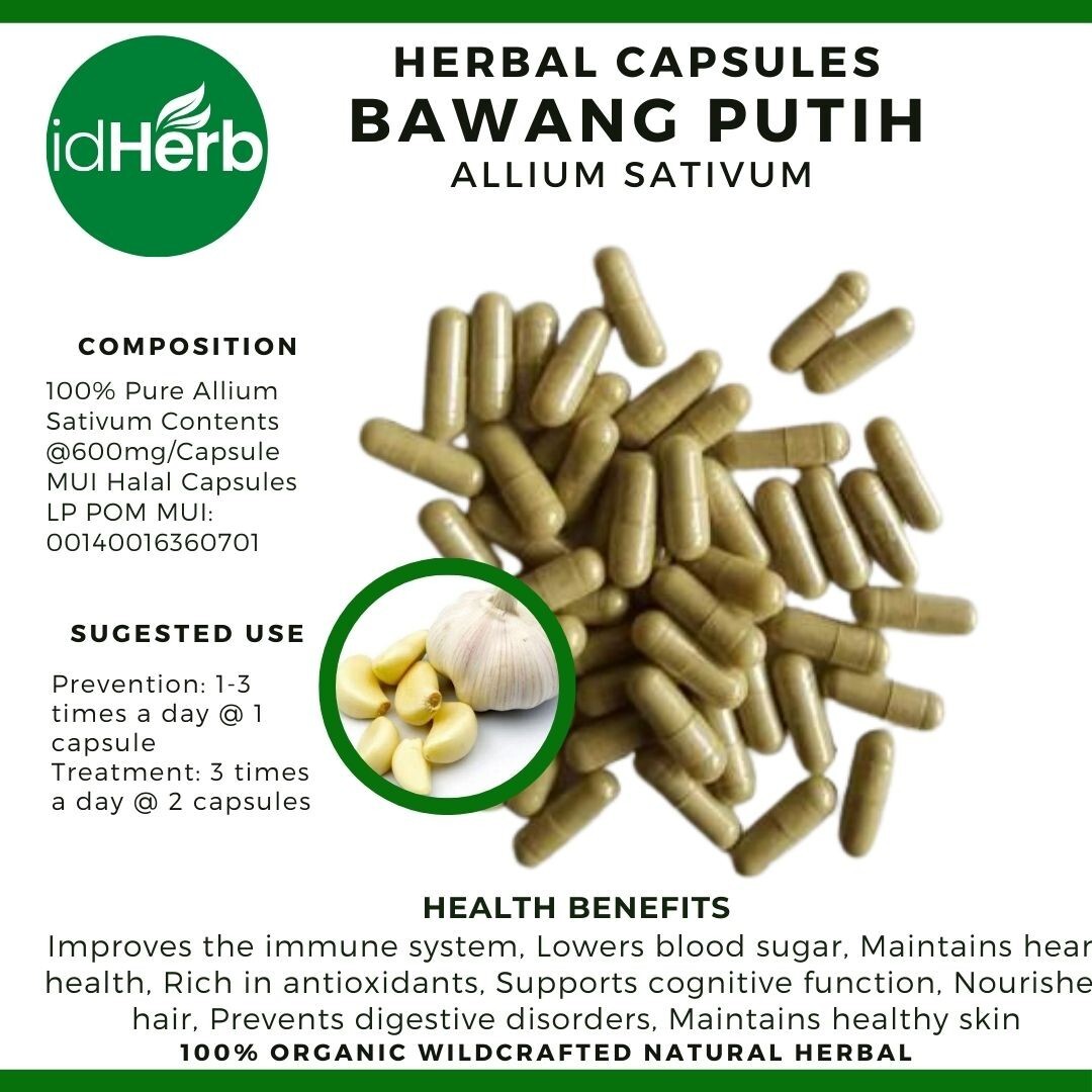 Capsules Allium Sativum Bawang Putih Natural herbal Organic 100% Herbs