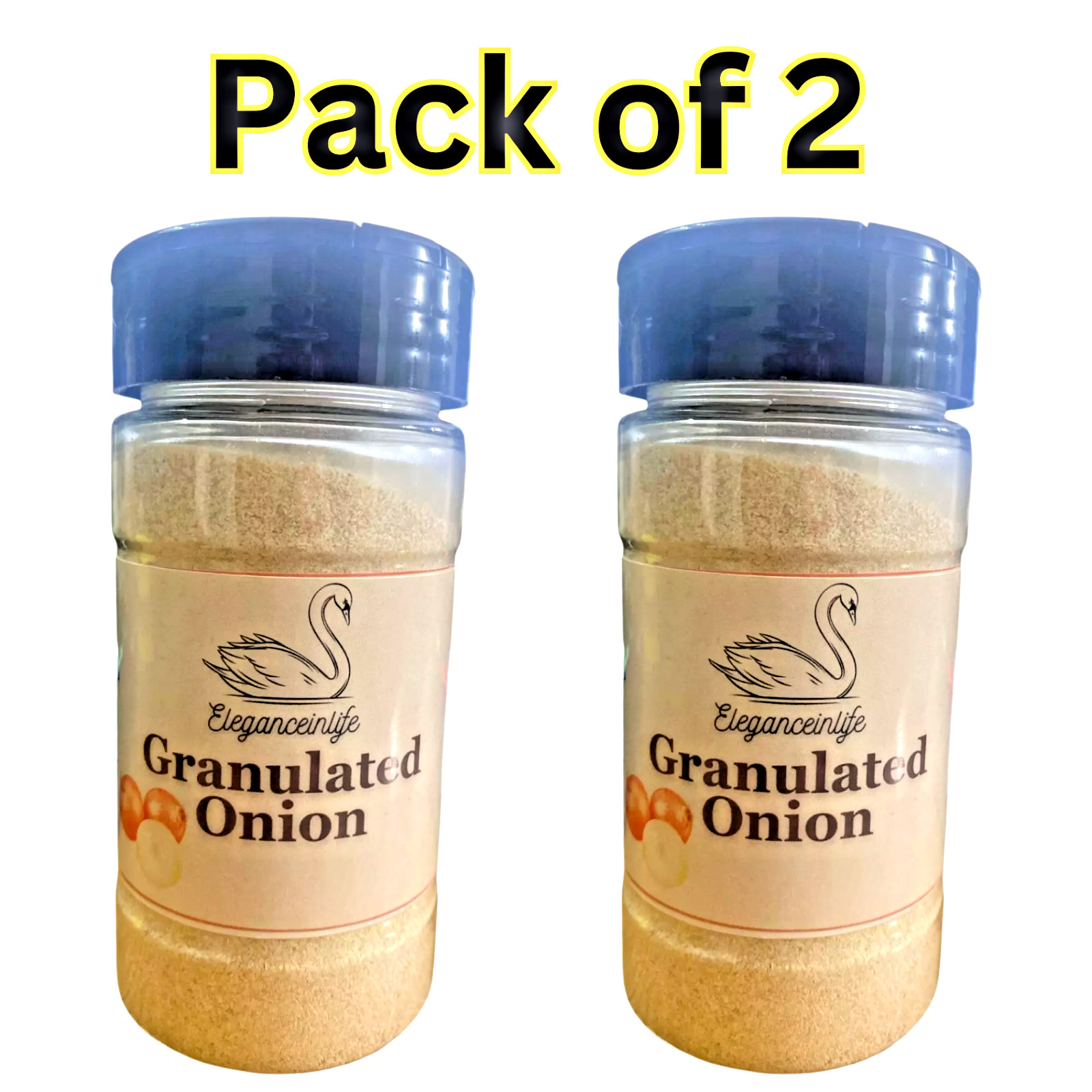 Eleganceinlife Granulated Onion NET WT5.4 oz (153g) Gluten-Free Vegan Pack of 2
