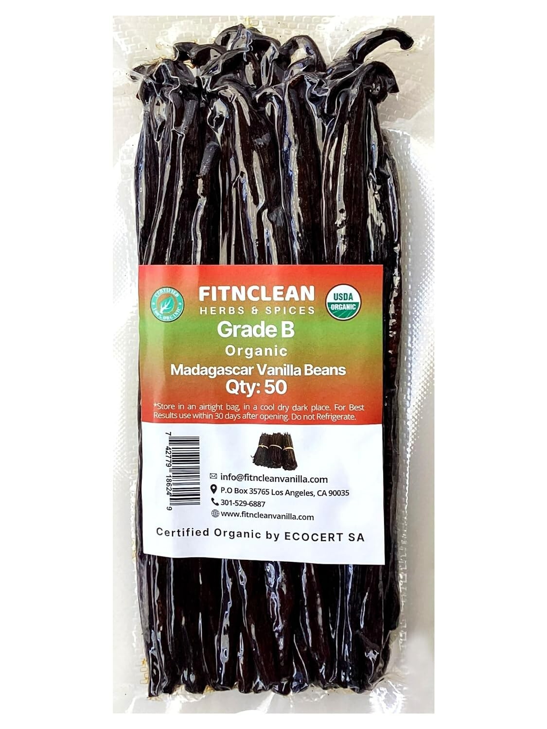 Organic Madagascar Vanilla Beans – Grade B – 5″-7″ Pods for Extract & Baking