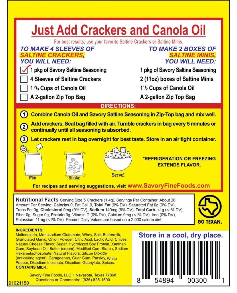 Easy to Use Saltine Seasoning, 1.4 Ounce Pack of Four for Dips and Spreads