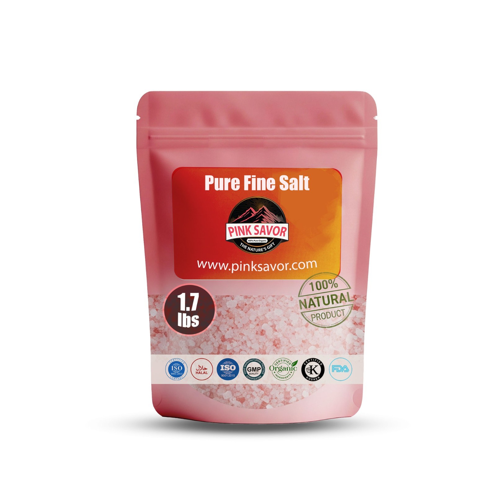Himalayan Pink Salt Fine Grain 1.7 lb For Cooking and Seasoning FDA Certified
