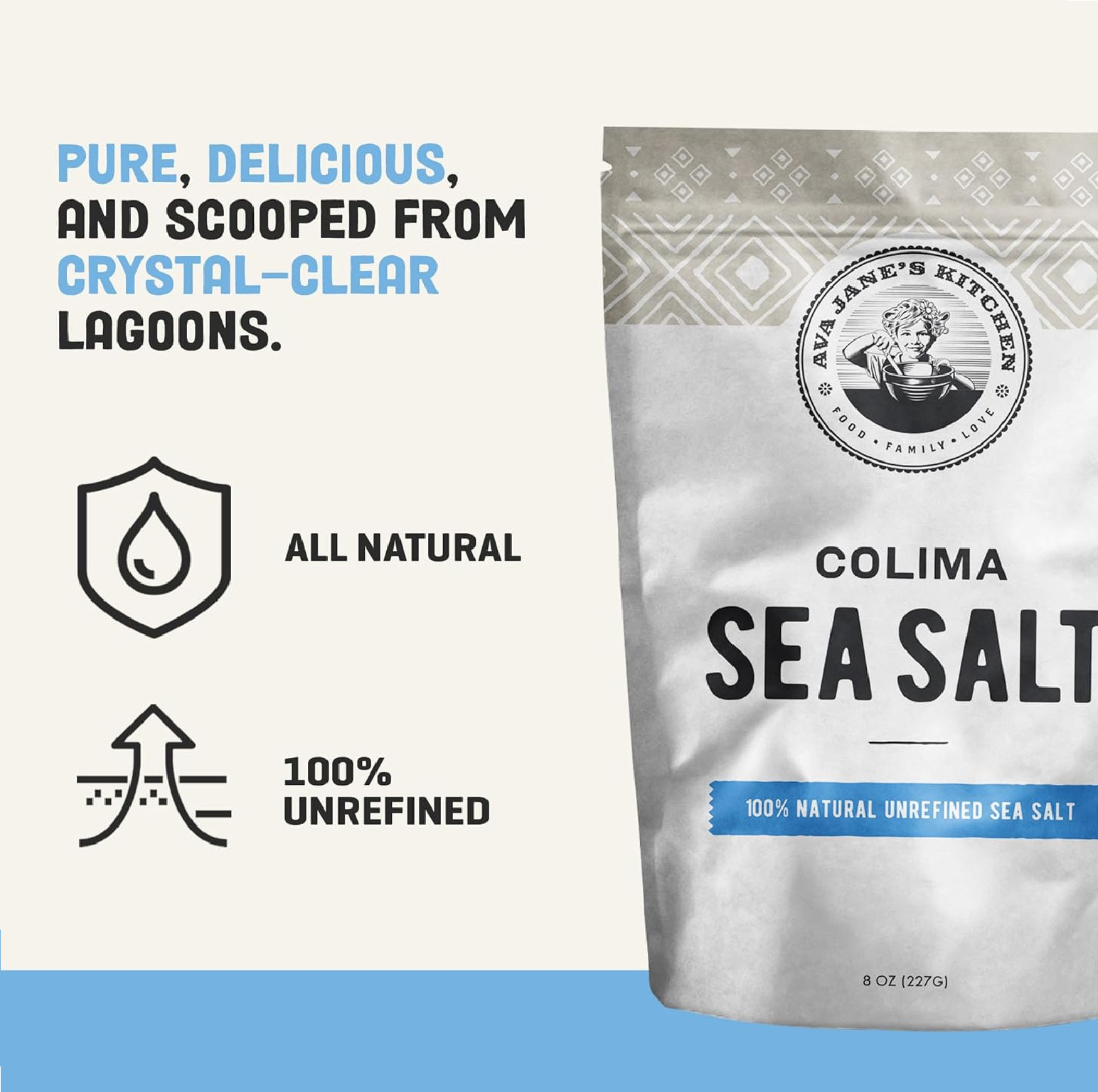 Ava Jane’s Kitchen – Colima Coarse Sea Salt – 100% Unrefined, Natural, and Hand-