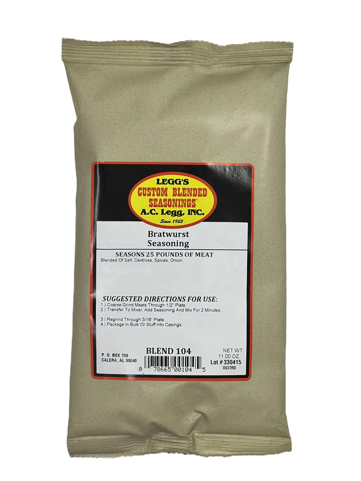 A.C. Legg Bratwurst Seasoning 11 Ounce (Pack of 1)