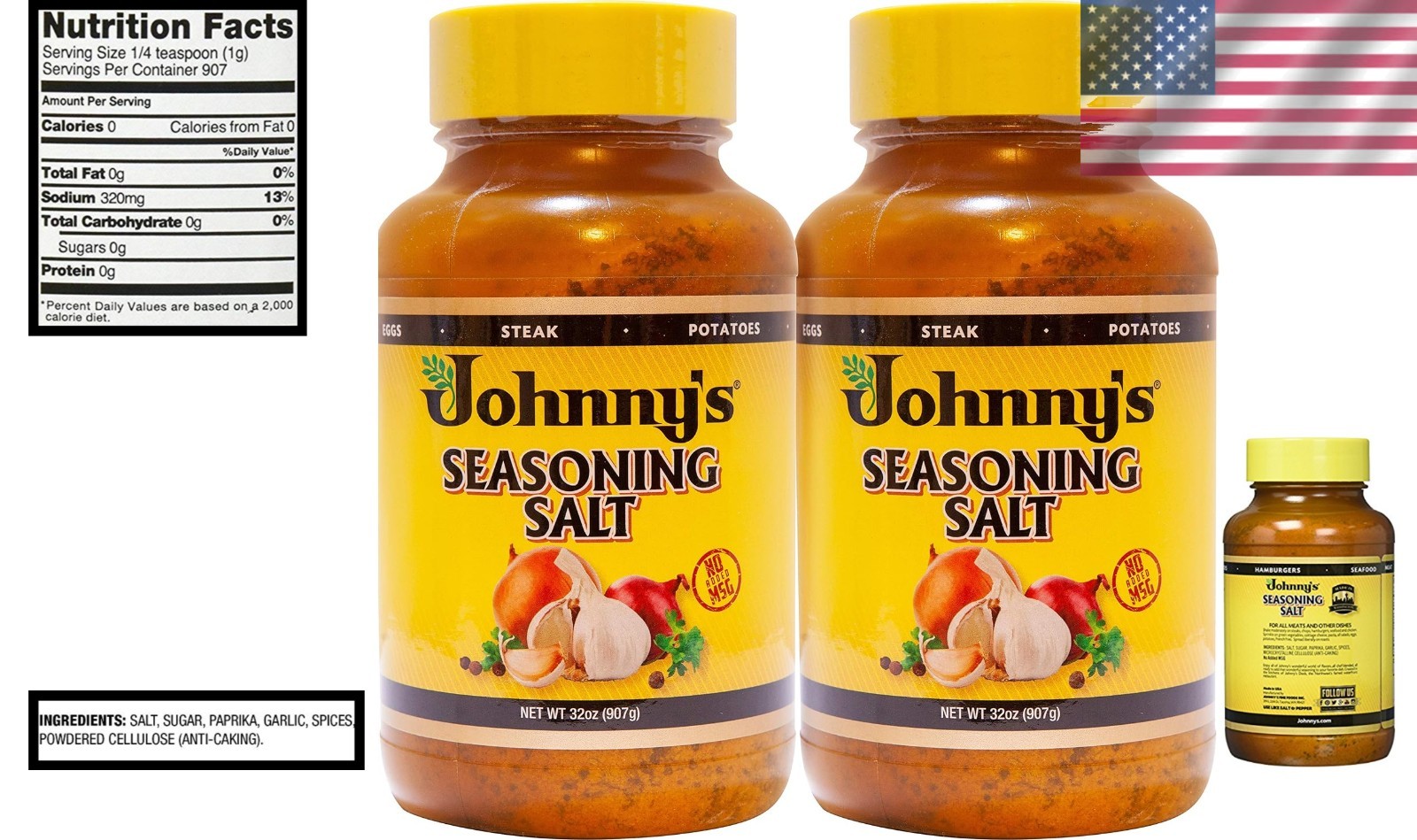 Gourmet Seasoning Salt, 32 Oz Pack of 2 – Gluten & MSG Free Flavor Booster