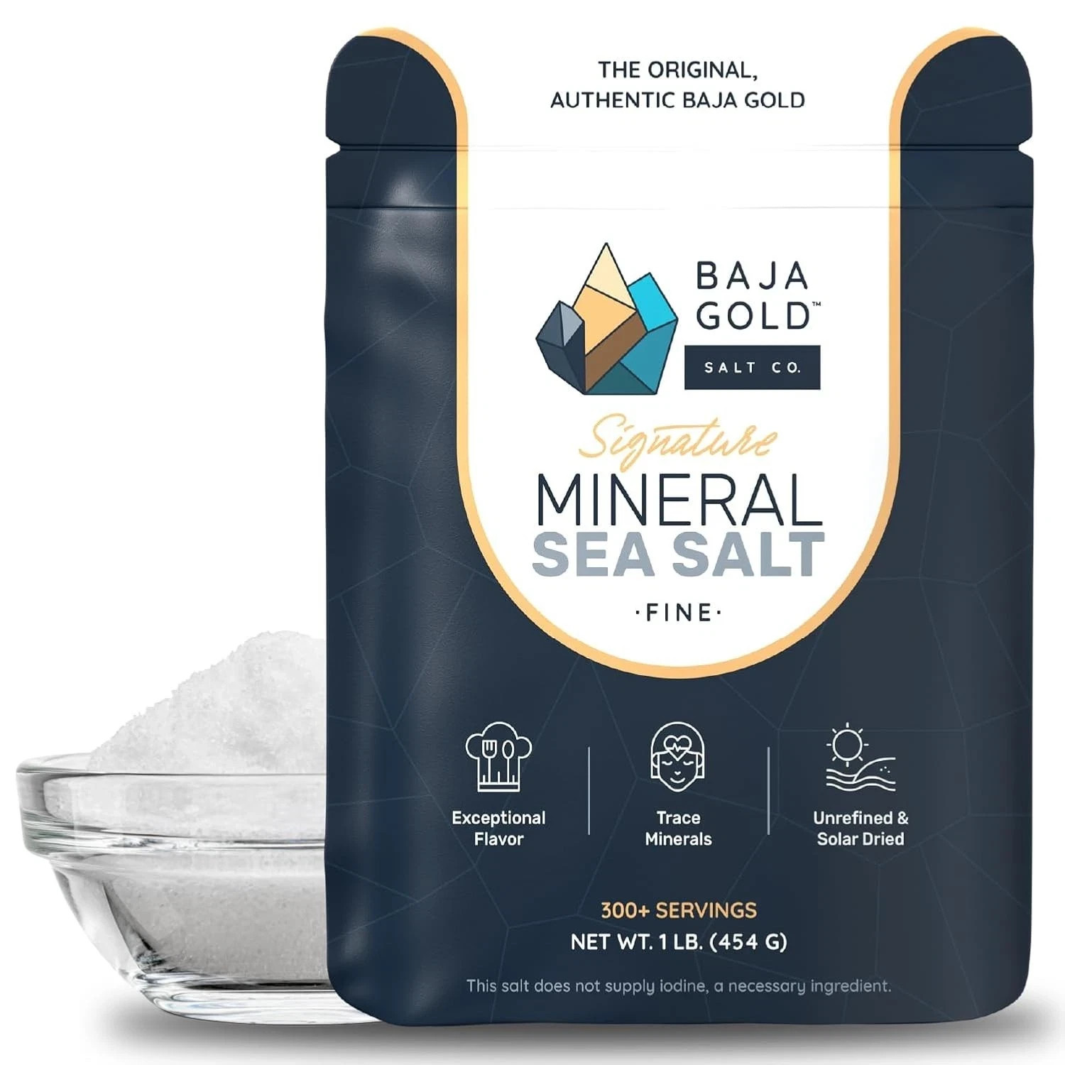 Baja Gold Mineral Sea Salt, Fine Grind, 1 Lb. Bag