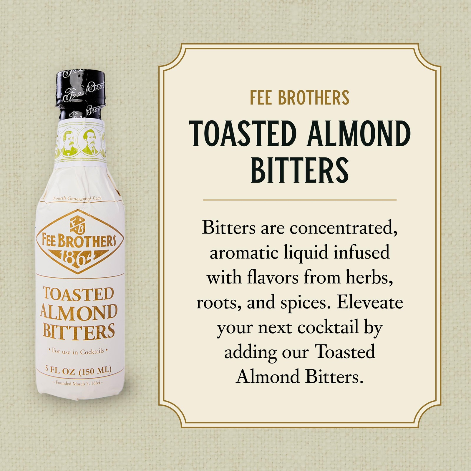 Fee Brothers Toasted Almond Cocktail Bitters – Aromatic 5 Fl Oz (Pack of 1)