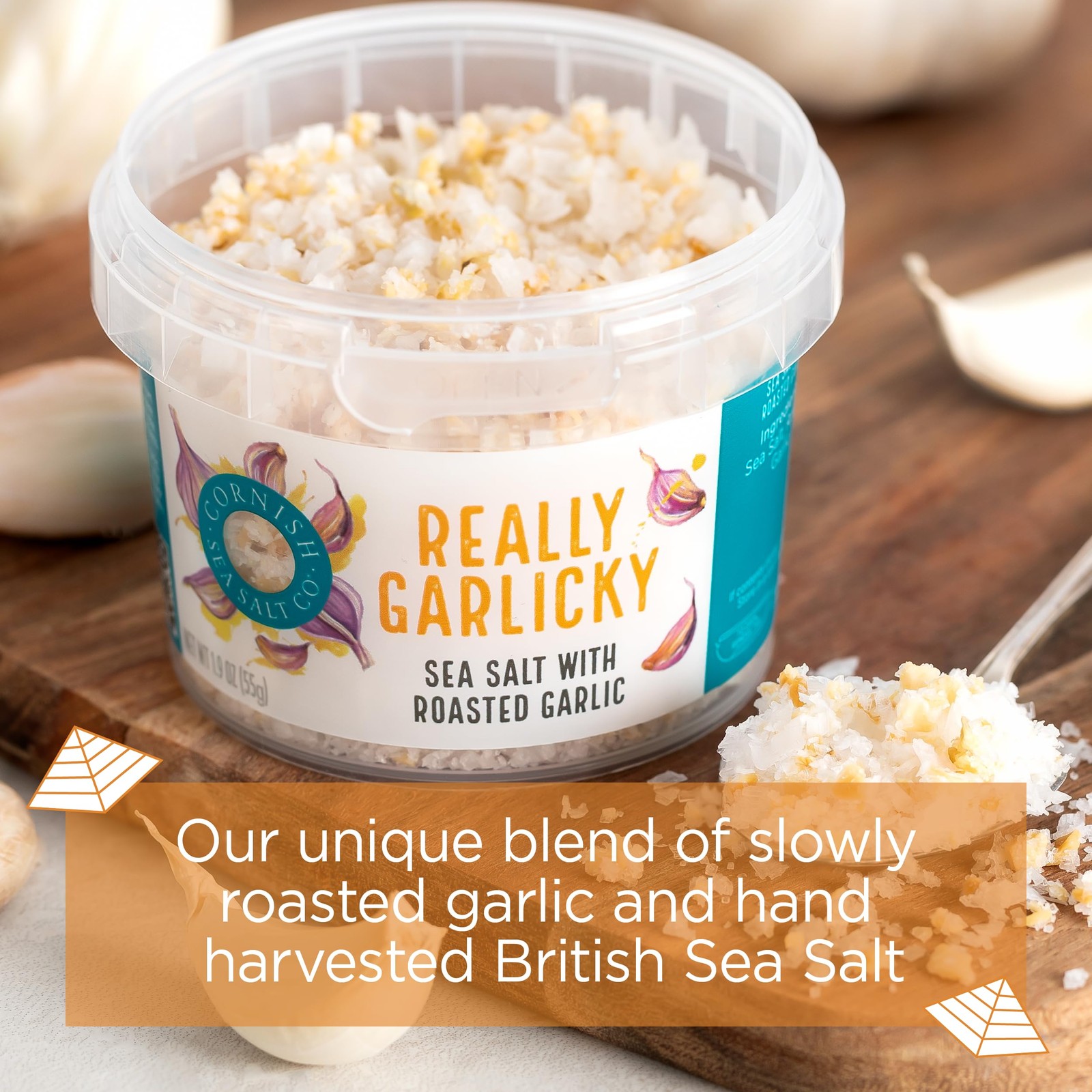 Really Garlicky Sea Salt Flakes Pack Of 2 1.9 Ounce Culinary Seasoning