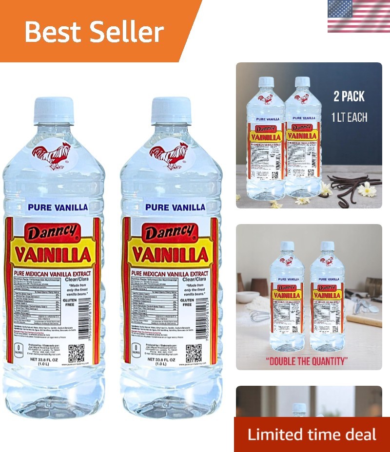 Mexican Vanilla Clear – 2 Bottles of 33.8 Fl Oz for Baking & Beverages