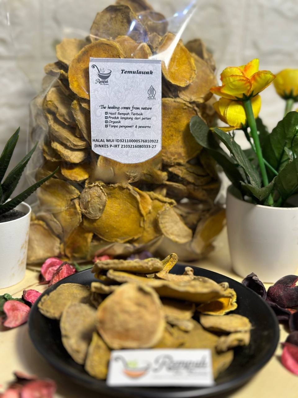 Temulawak Dried Slices 500g Curcuma Rhizome, Indonesian Spice Aroma Ritual Blend