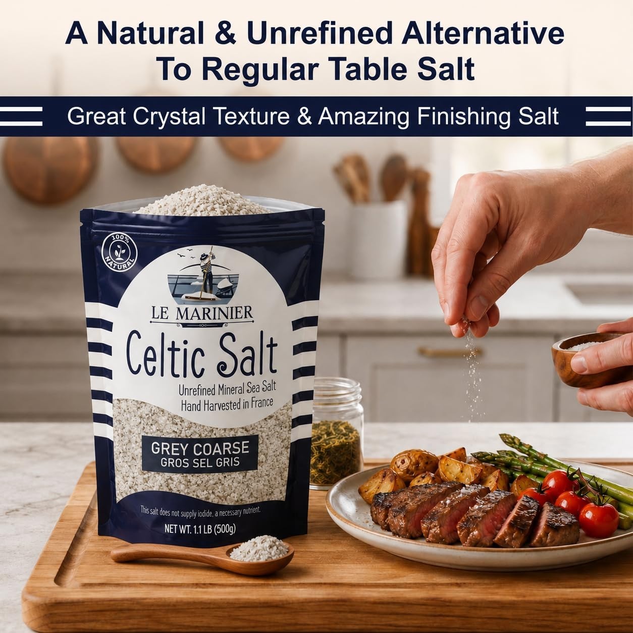 Organic Grey Coarse Sea Salt – 5lb Mineral Rich, Unrefined, Hand Harvested Sel G