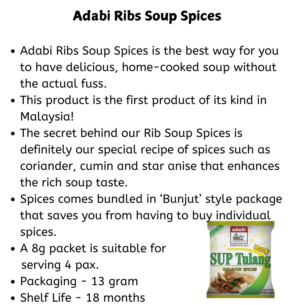 Adabi Sup Bunjut Ribs Fish Malaysia Soup Spices | Vegetables Mee Soup Powder Mix