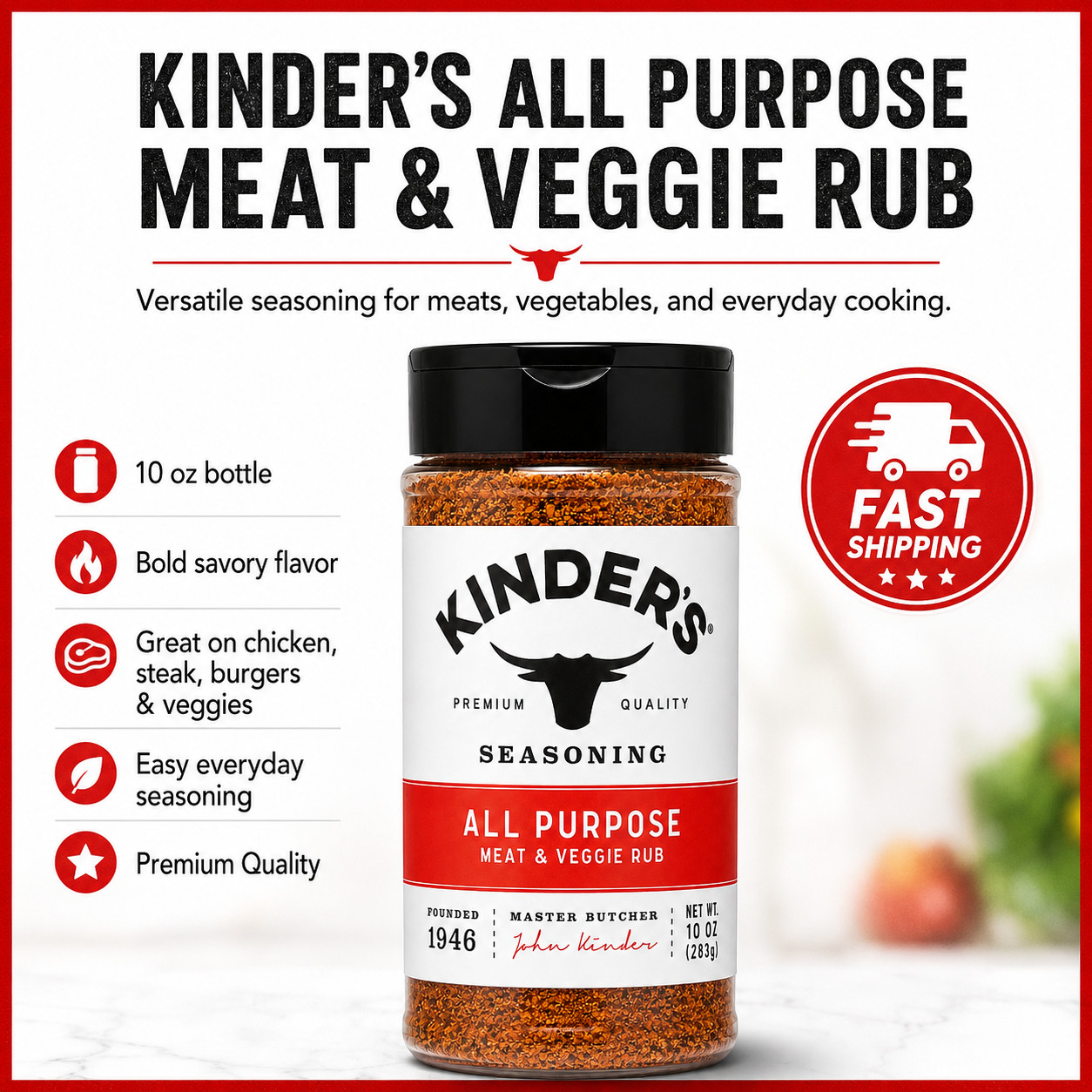 Kinder’s All Purpose Meat & Veggie Seasoning 10 oz