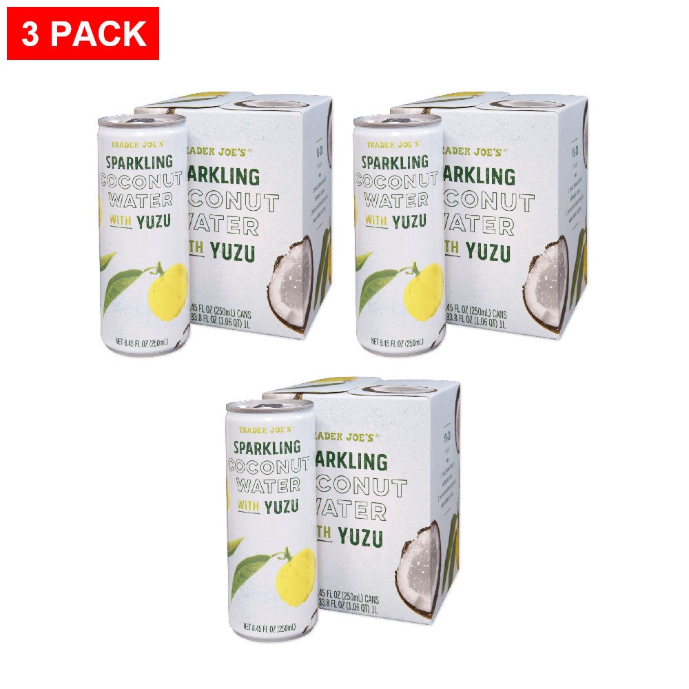 Trader Joe’s Sparkling Coconut Water with Yuzu 8.5 Fl Oz – Pack of 3