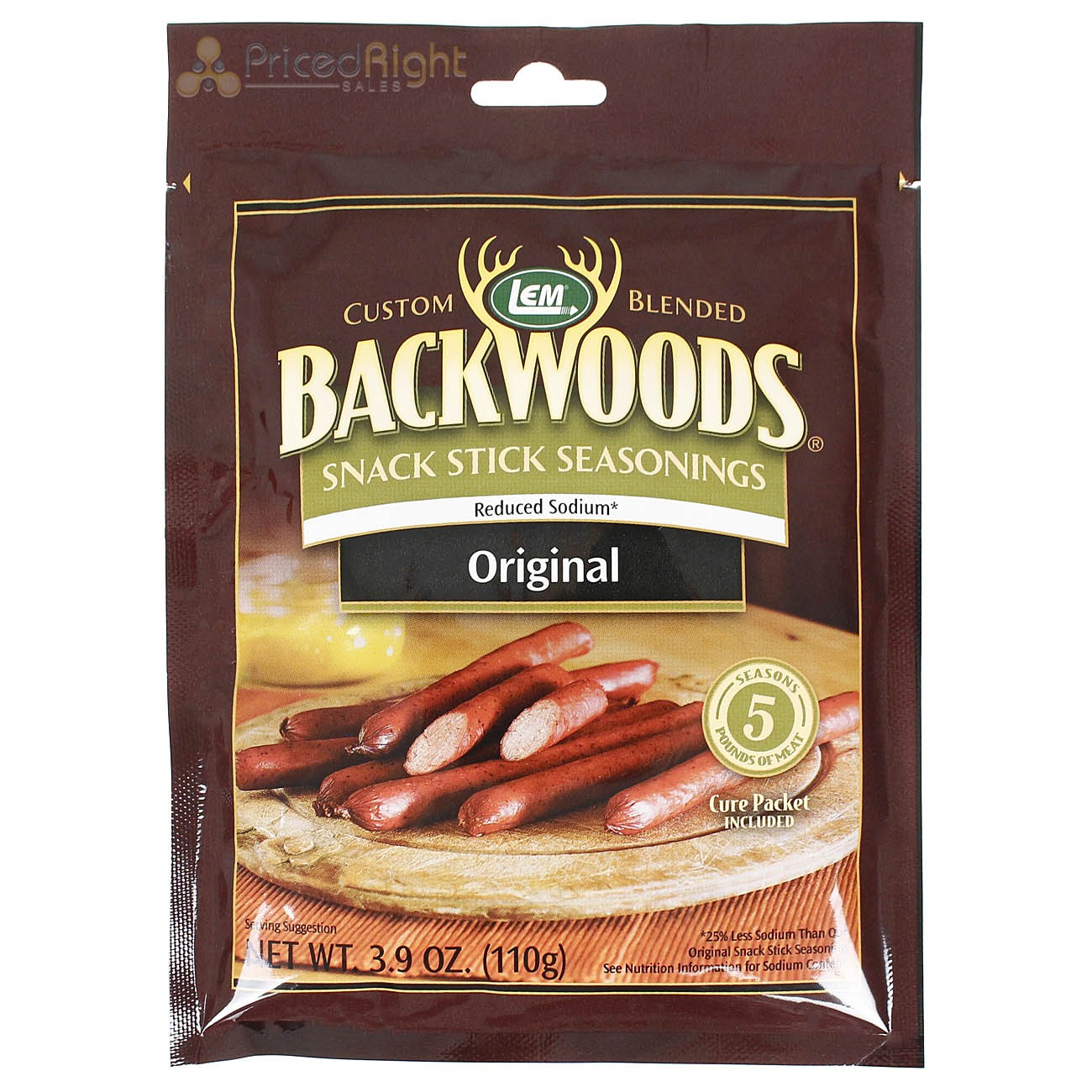 Backwoods Reduced Sodium Snack Stick Seasoning for 5 Lbs of Meat 3.9 Oz 9161