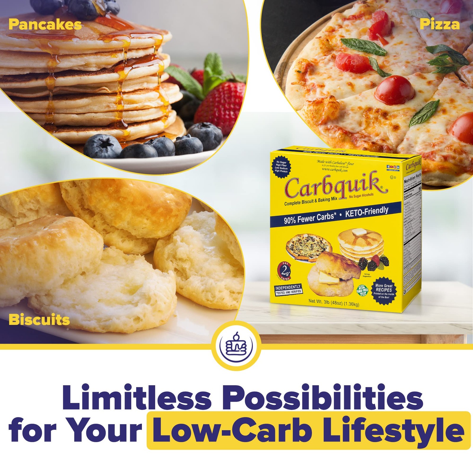 Carbquik Biscuit & Baking Mix (3 lb) Mix for Keto Pancakes, Biscuits, Pizza Crus