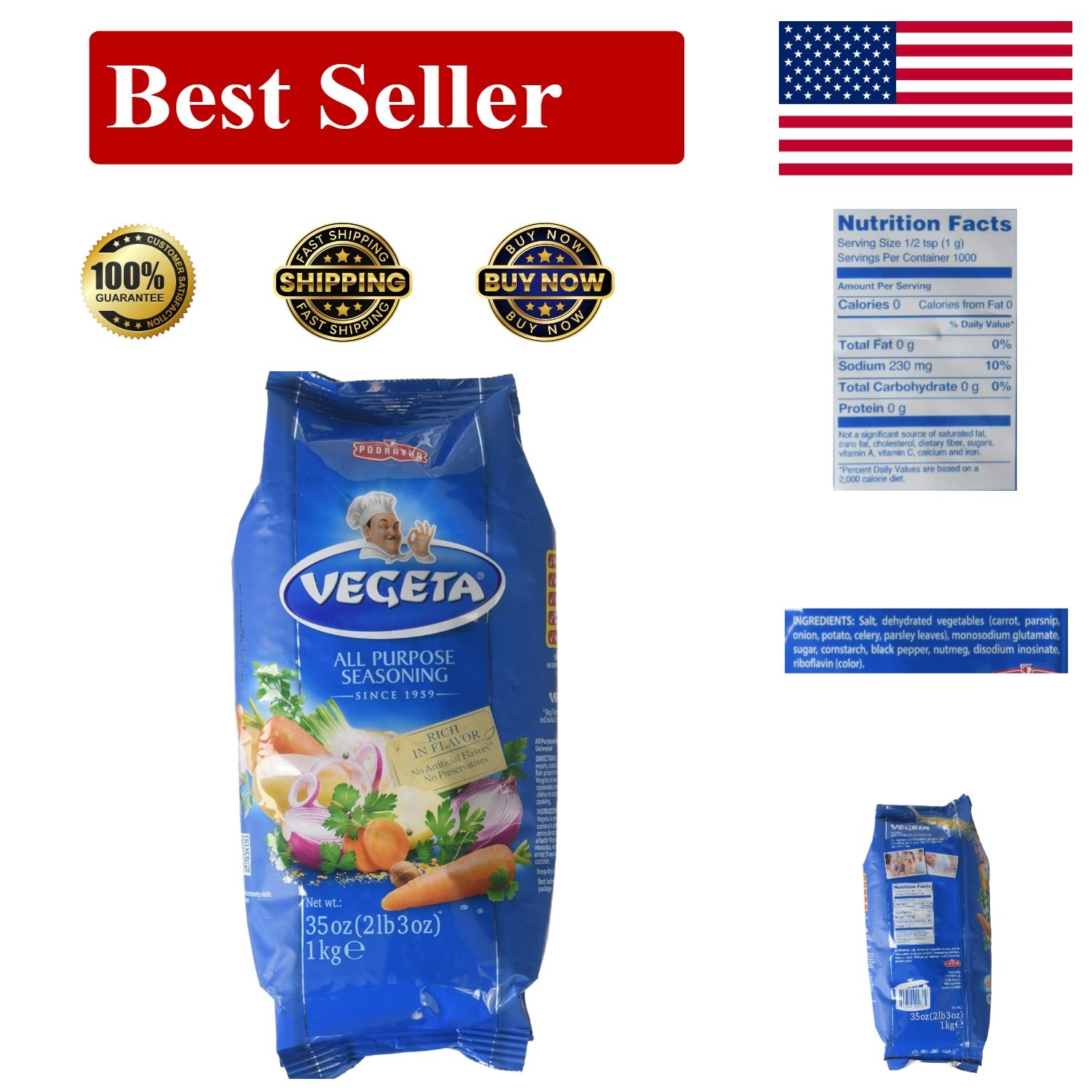 Podravka Vegeta Gourmet Seasoning And Soup Mix, 1 kg Bag