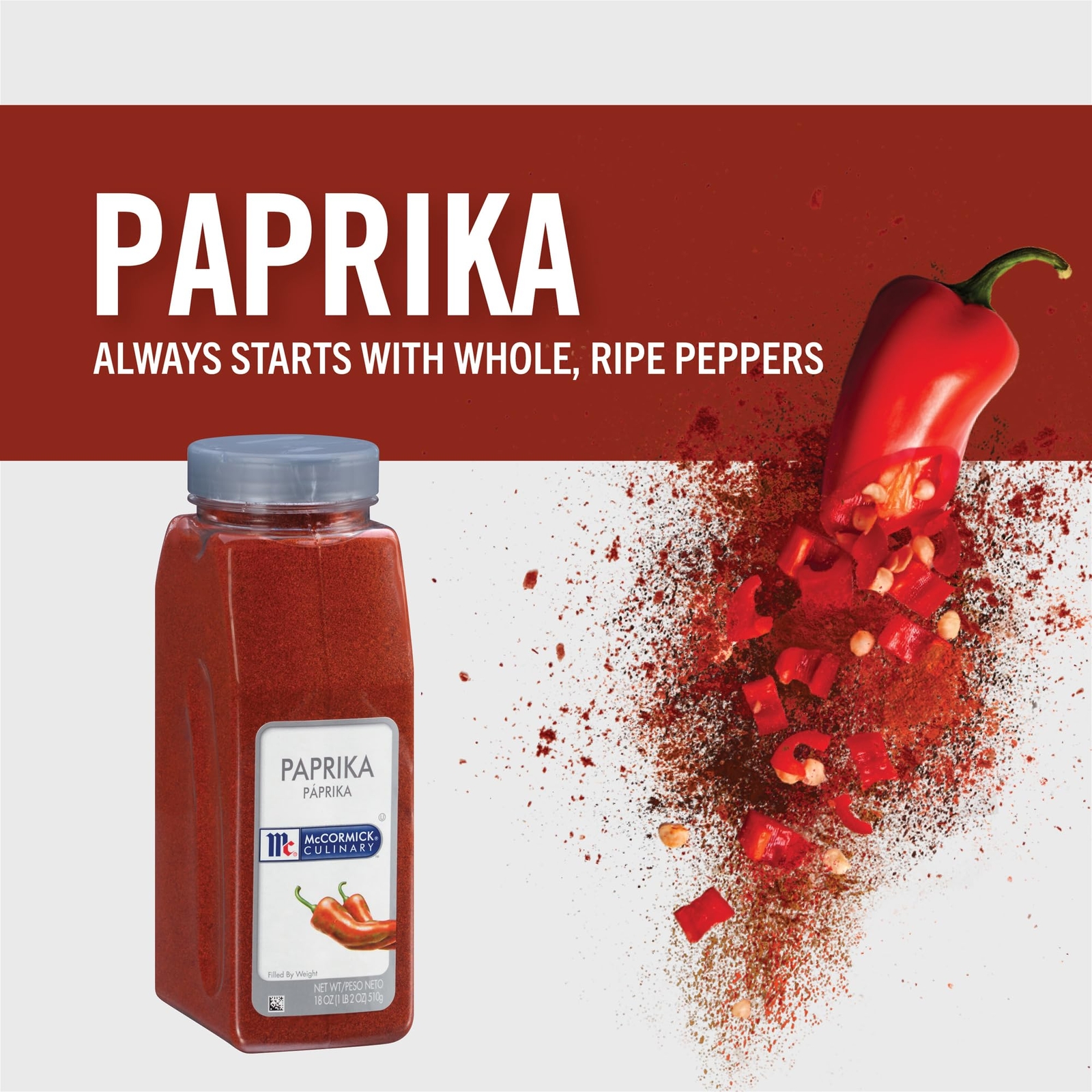 McCormick Culinary Paprika Container of Sweet Paprika Seasoning 18 Ounce