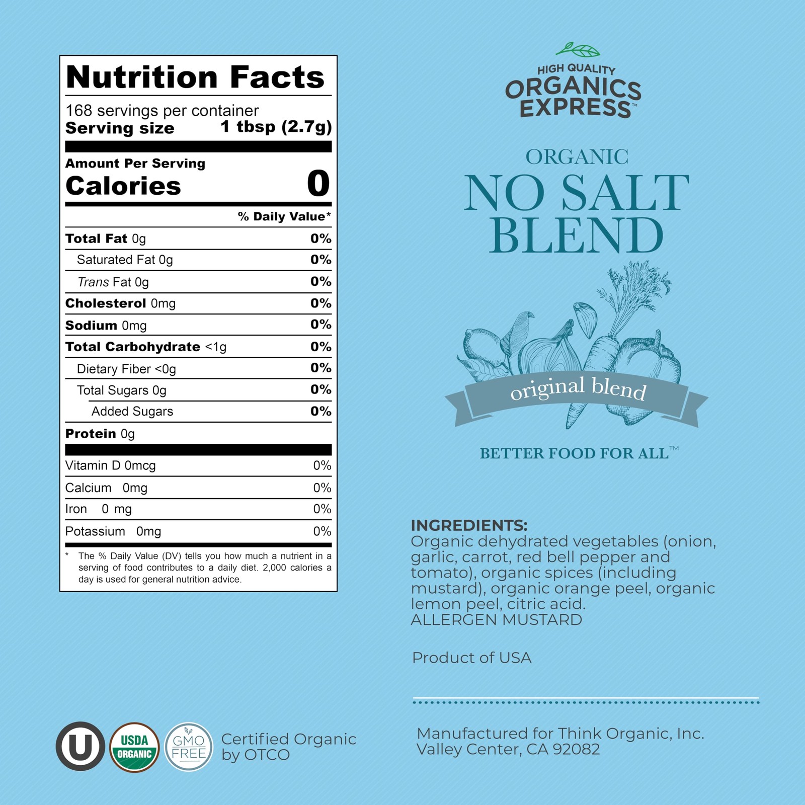 No Salt All Purpose Organic Seasoning, 100% Sodium Free, 16 Ounce (Pack of 1)