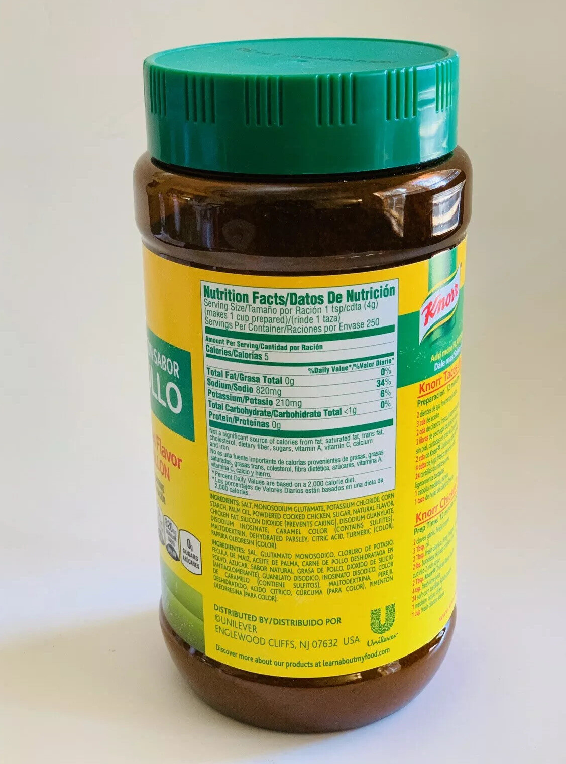 Knorr Caldo Con Sabor DE Pollo Chicken Flavor Bouillon Net WT. 40.5 Oz (2 Pack)